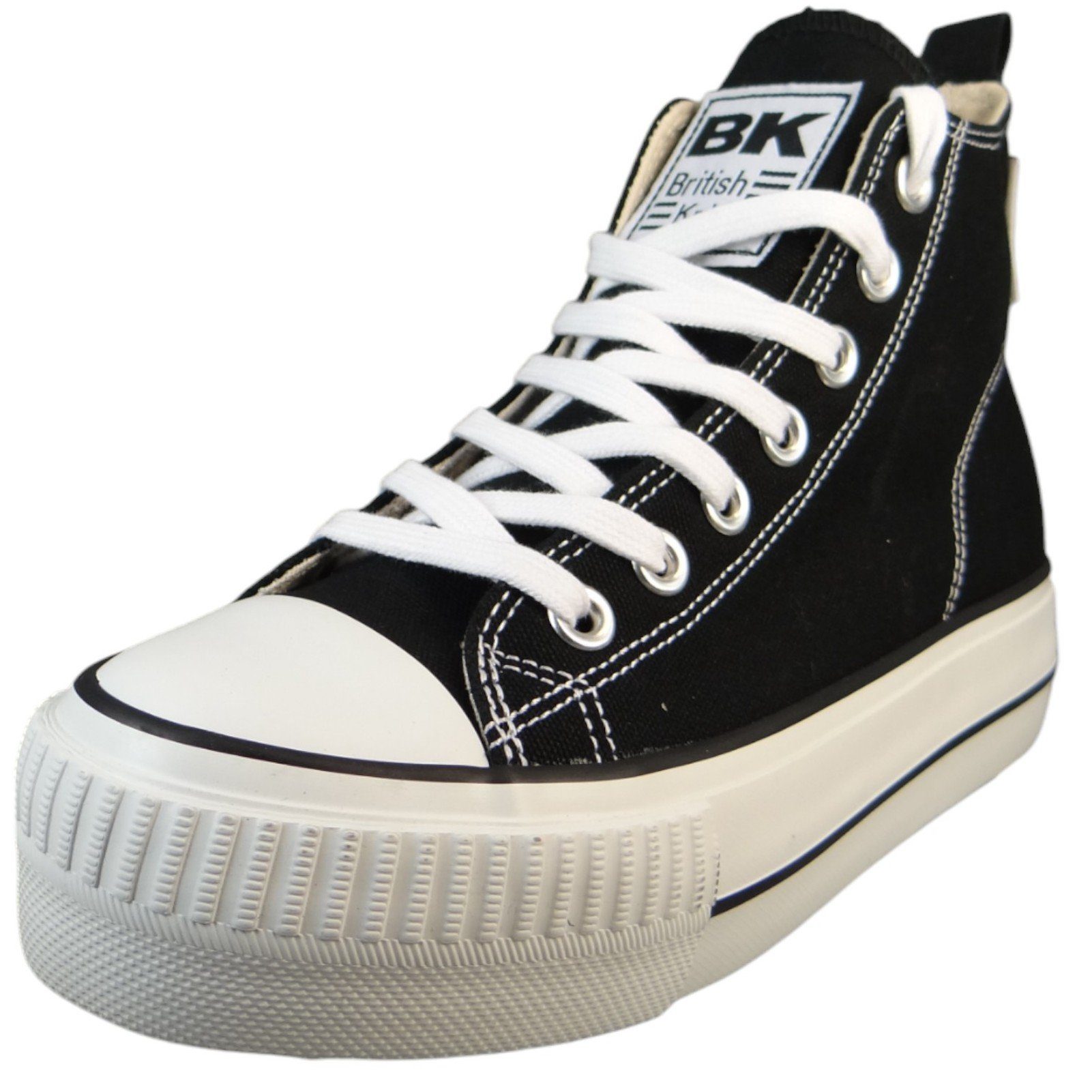 British Knights B49 3709 01 Black Sneaker Laufsohle aus abriefestem Gummi und einem 3 cm hohen durchgehenden Plateauabsatz