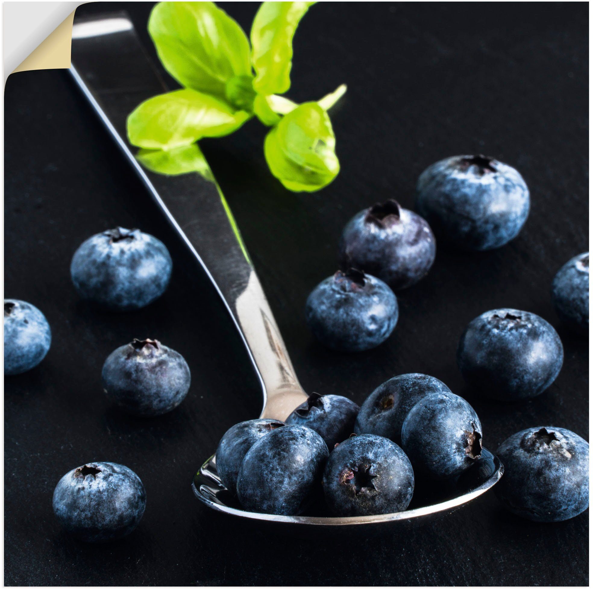 lecker, oder (1 Heidelbeeren, Poster Obst Wandaufkleber St), in Leinwandbild, gesund und Wandbild Artland Alubild, versch. Größen als Bilder