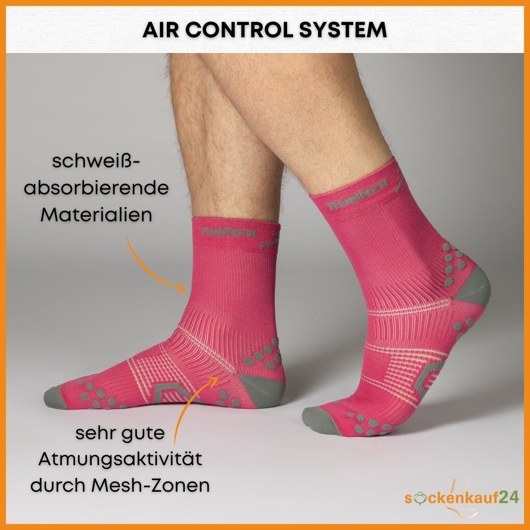 Running Damen 50201P 39-42) Laufsocken Socks für WP & Atmungsaktive Sportsocken Laufsocken 3-Paar, sockenkauf24 (Weiß/Anthrazit/Pink, Herren