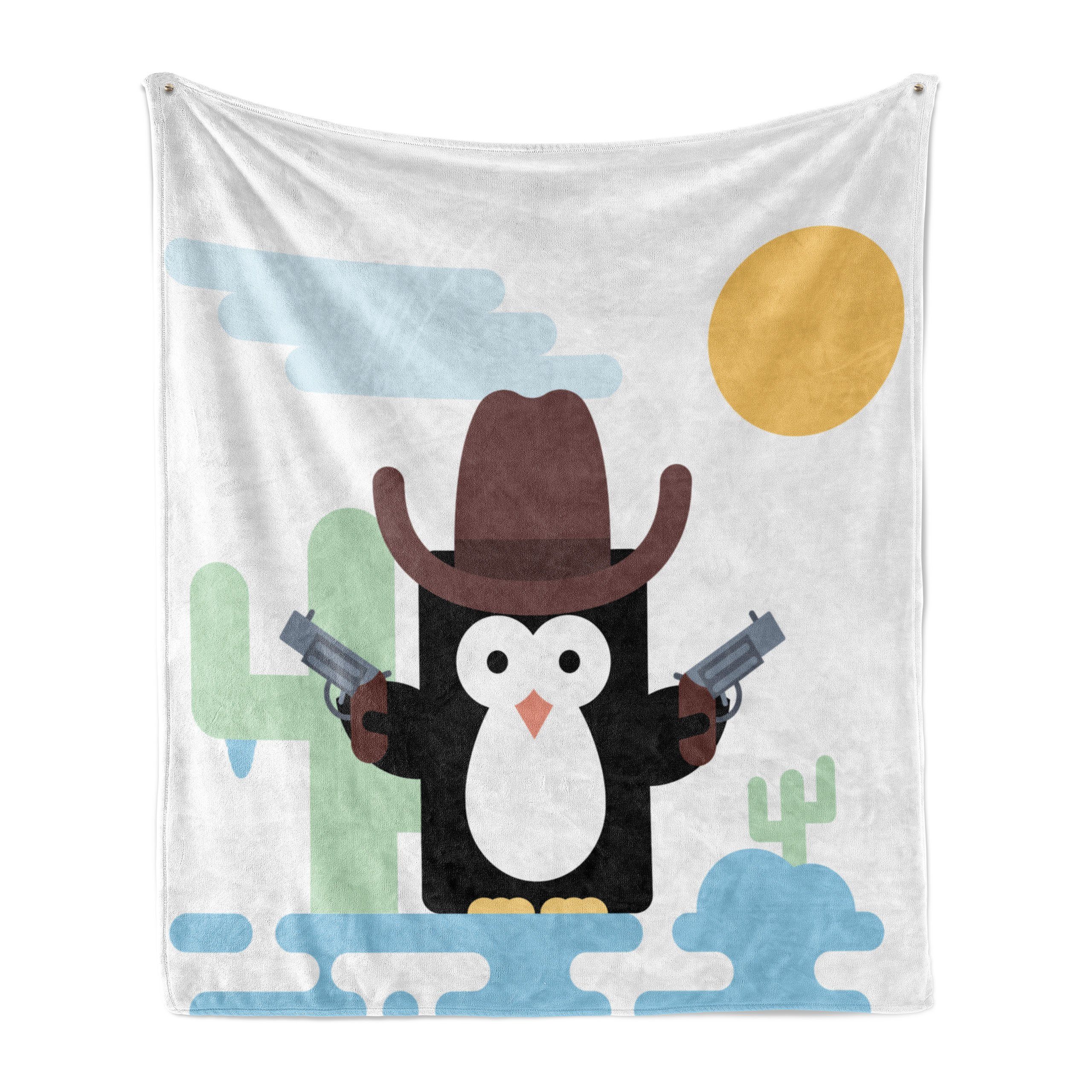 und Penguin den Innen- Abakuhaus, Hut einem Rodeo Wohndecke in Cacti Gemütlicher für Außenbereich, Cowboy Plüsch