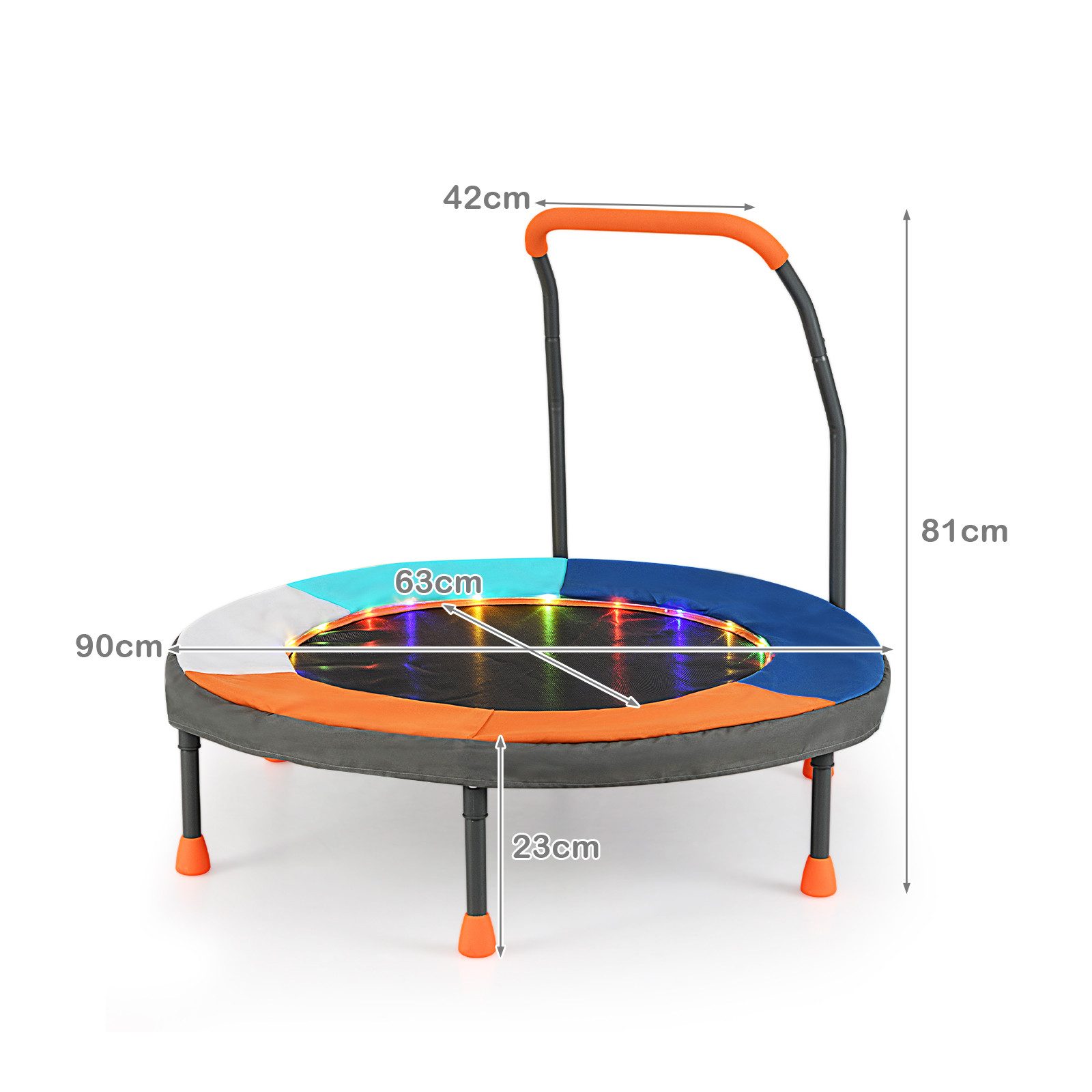 COSTWAY Kindertrampolin, Ø 90 cm, (1 tlg), Minitrampolin faltbar, mit Griff, Tragetasche