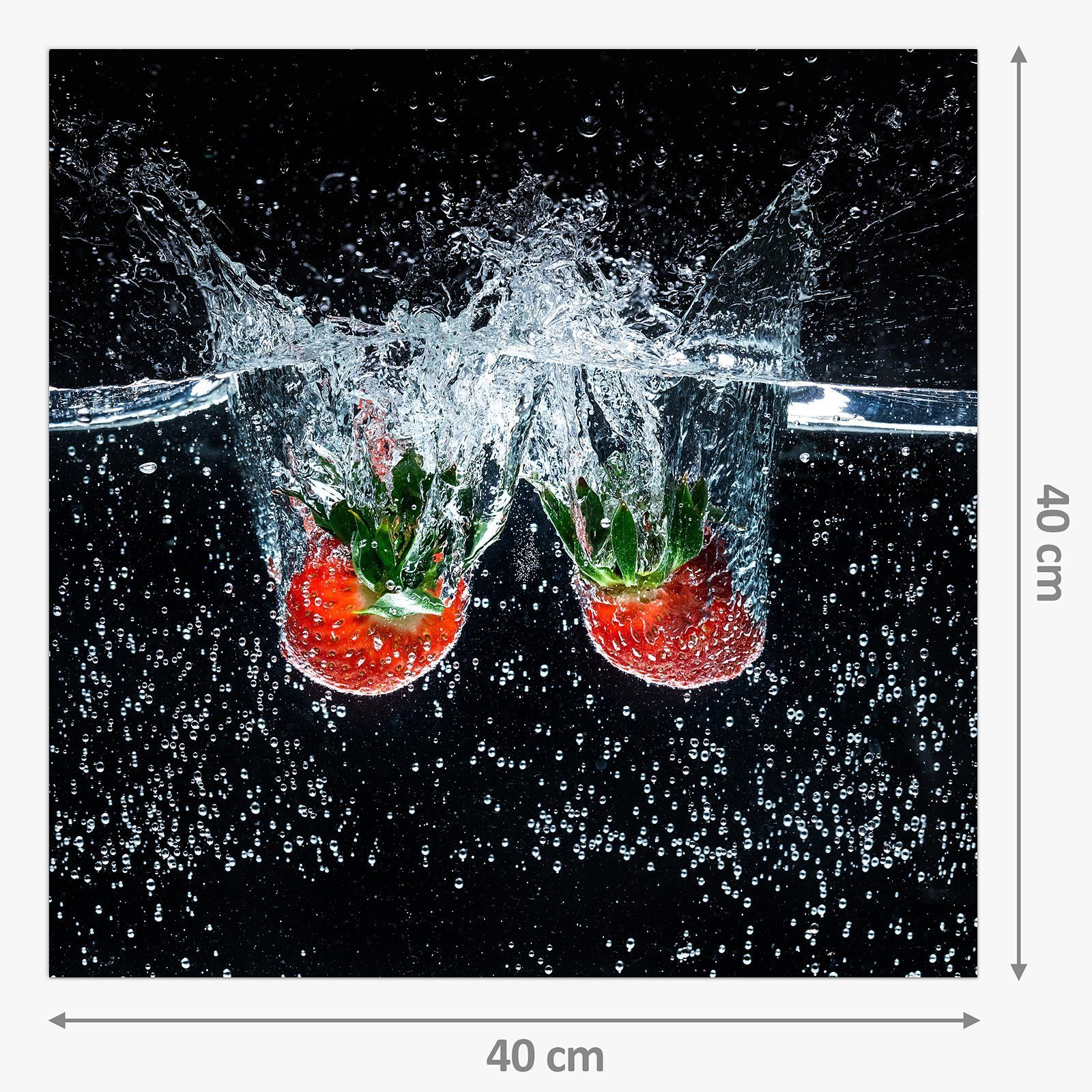 Erdbeeren Küchenrückwand mit Motiv Glas in Spritzschutz Küchenrückwand fallend Primedeco Wasser