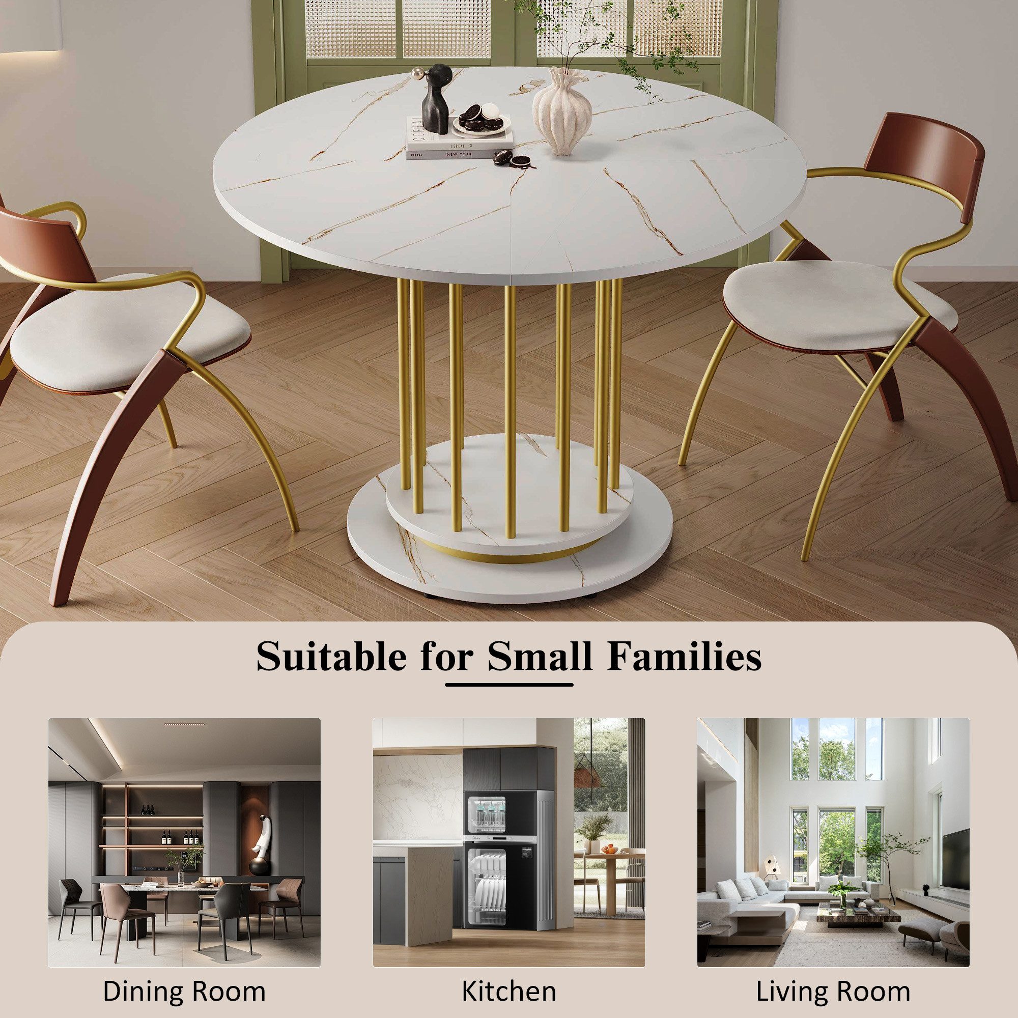 Furnishings Home Esstisch Runder Esstisch Marmoroptik günstig online kaufen