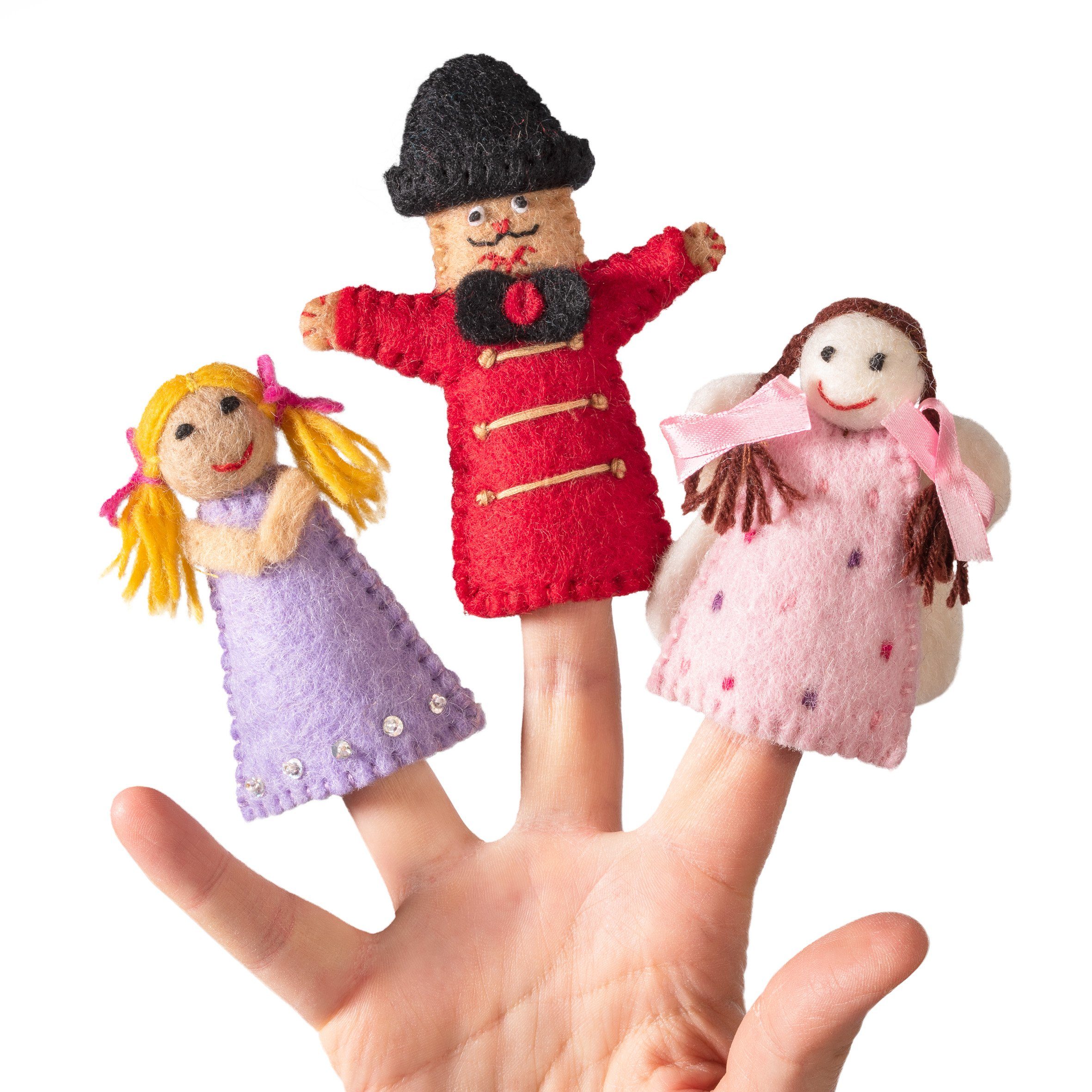 naturling Fingerpuppe Filz Handpuppen Set Kinder - handgemacht aus 100% Wolle (3-tlg)
