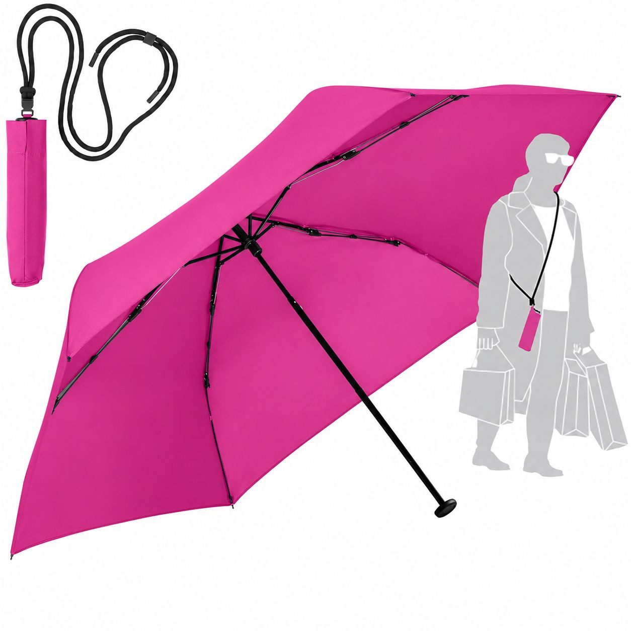 FARE Taschenregenschirm, inkl. Umhängetasche, Windproof-PLUS, Handtaschentauglich, nur 100g