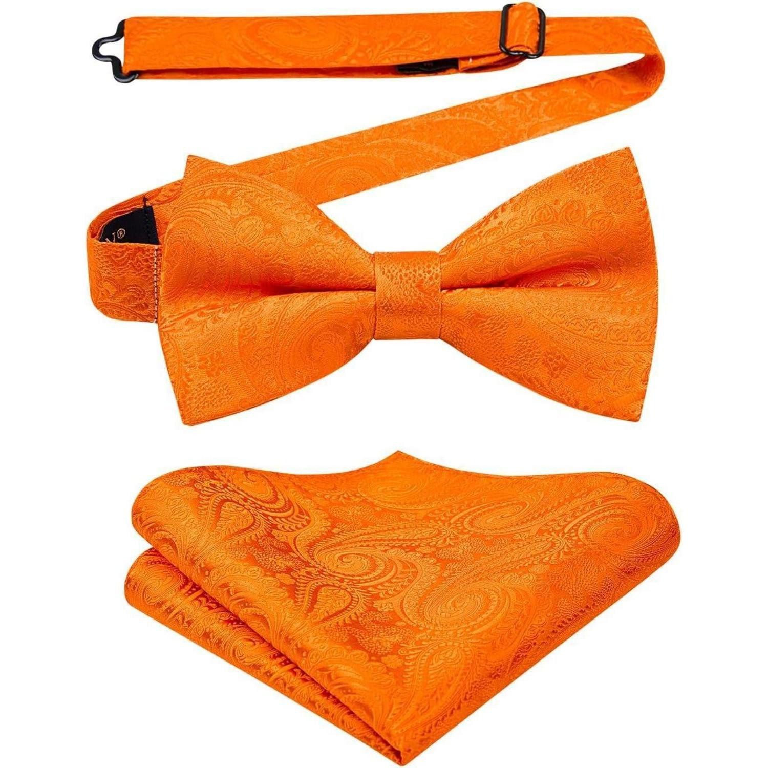 LuxusKollektion Fliege Fliege Einstecktuch Herren einstellbar Smoking Hochzeit G Orange 2