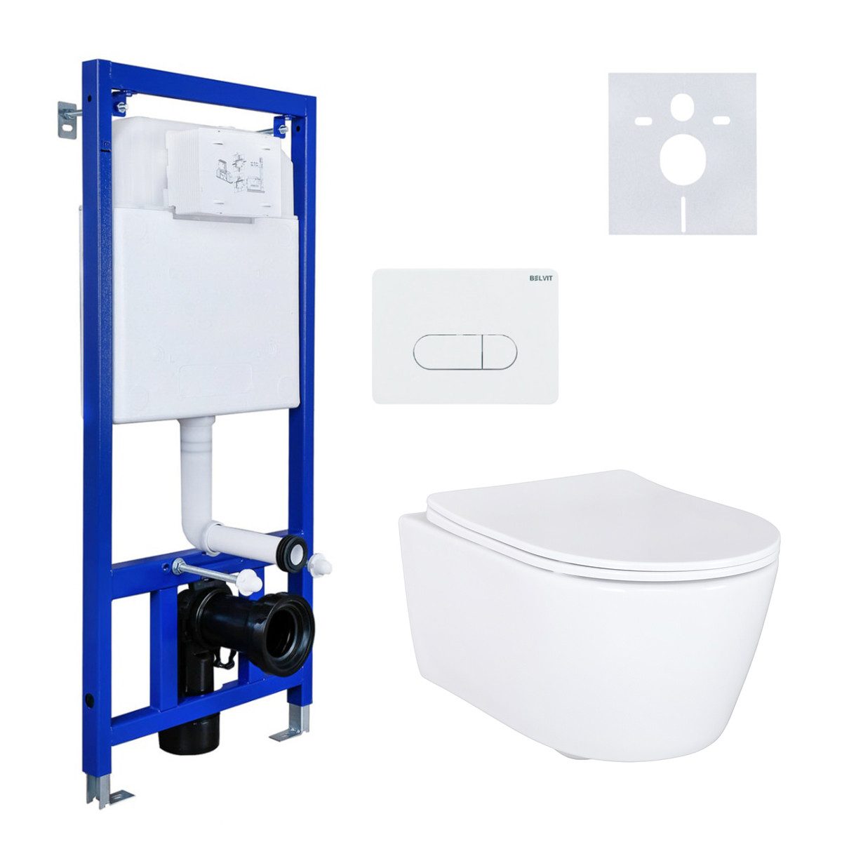 Belvit WC-Komplettset BELVIT WC-Komplettset Hänge WC Soft-Close Vorwandelement
