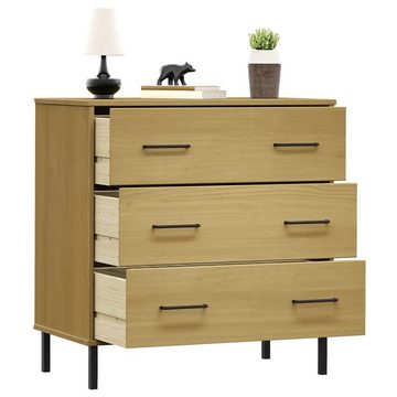 vidaXL Kommode Sideboard OSLO mit 3 Schubladen Braun 77x40x79,5 cm Massivholz (1 St)