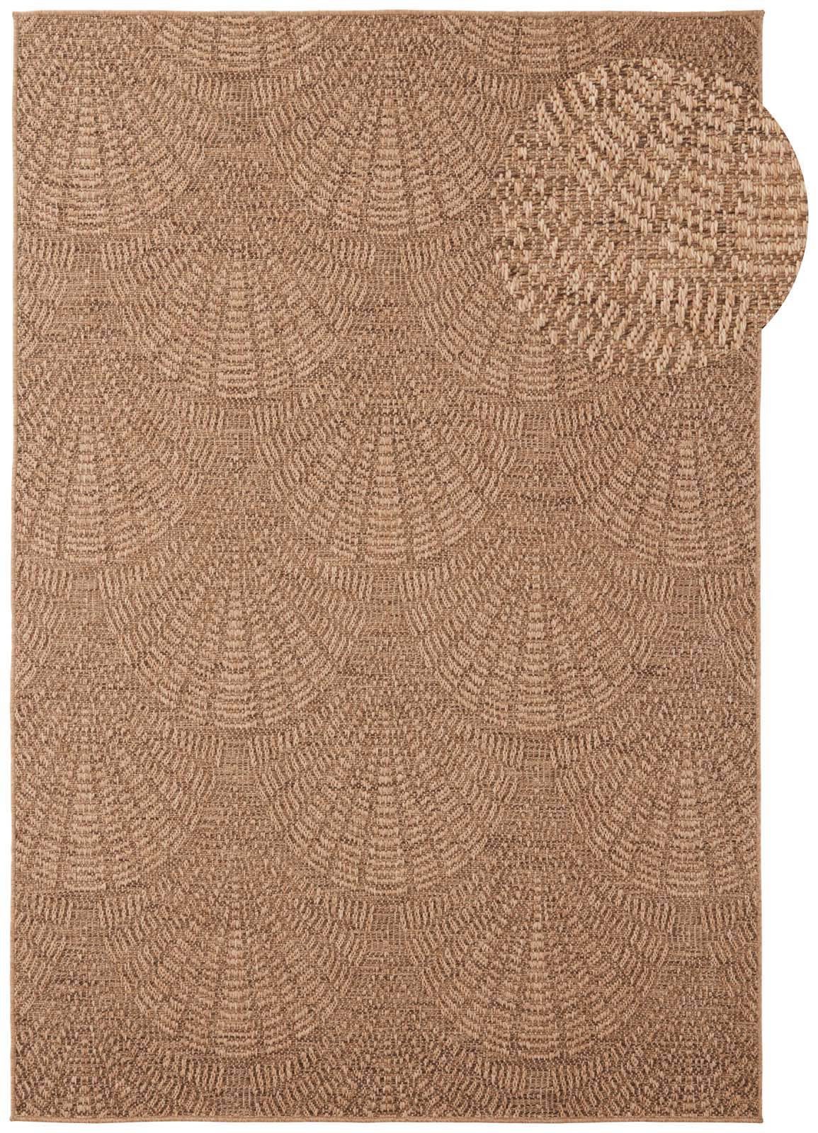 TaraCarpet Teppich TaraCarpet Borneo Peacock Outdoor Teppich – Wetterfester Indoor &, rechteckig, Höhe: 6 mm, Küche Wohnzimmer Terrasse Garten Balkon beige 80x150