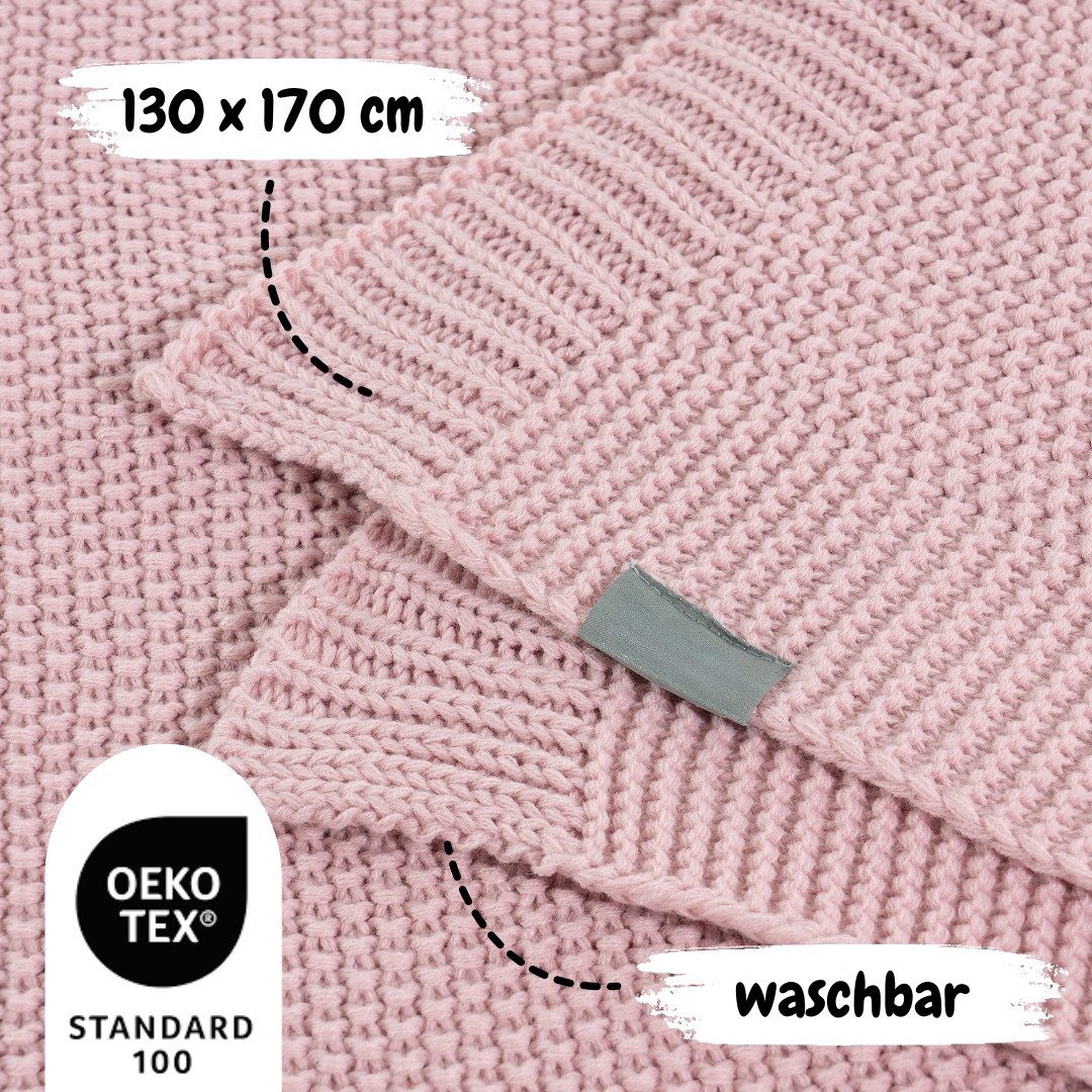 Wohndecke Barcelona, REALLaxx, weiche Strickdecke, 130 x 170 cm, kuschelige Sofadecke Bettüberwurf