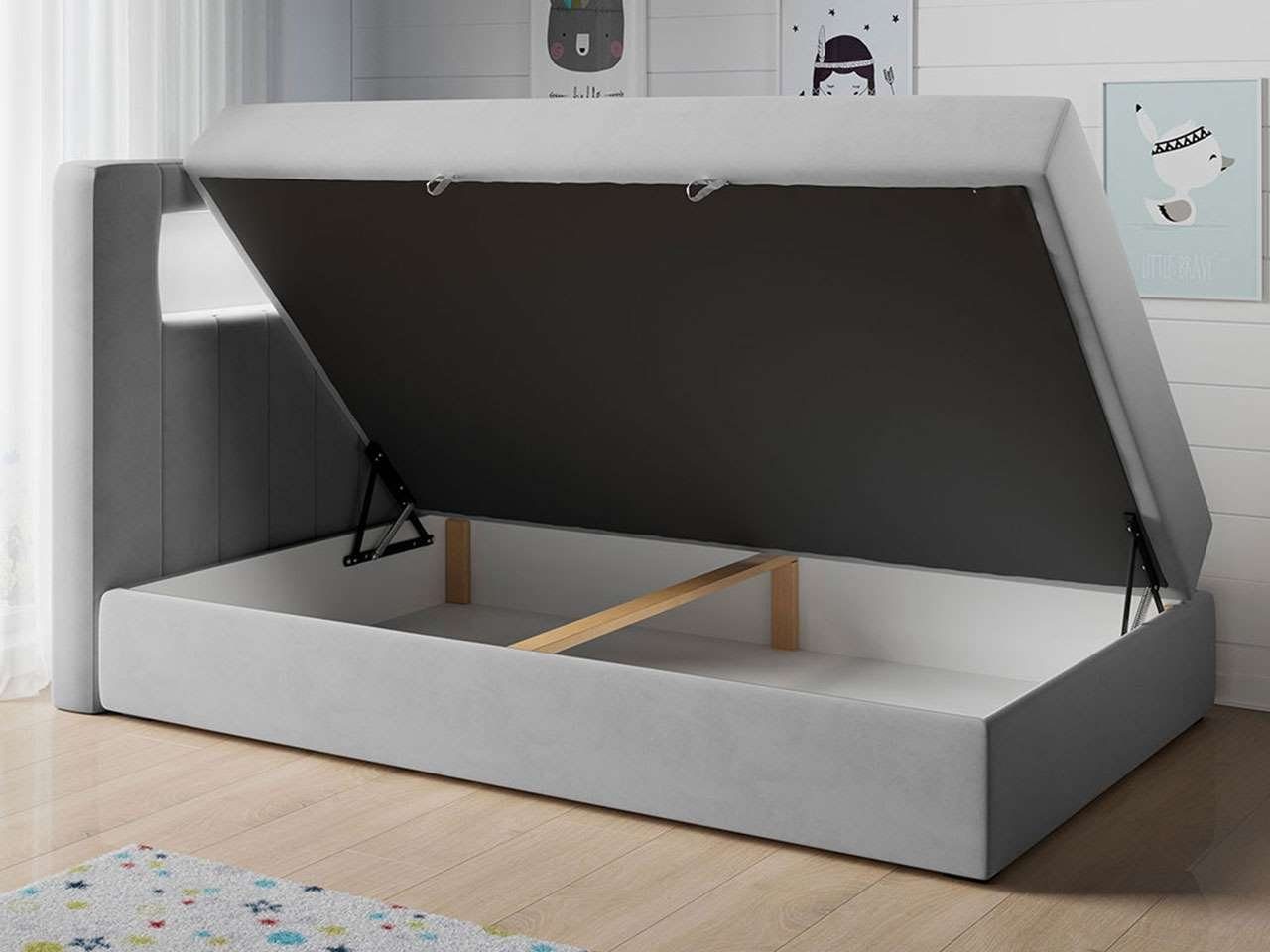 Kinderzimmer, Funktionsbett Kinderbett JUNIOR, Grau Bett MÖBEL MKS Boxspringbetten für GOLD 1 Einzelbetten