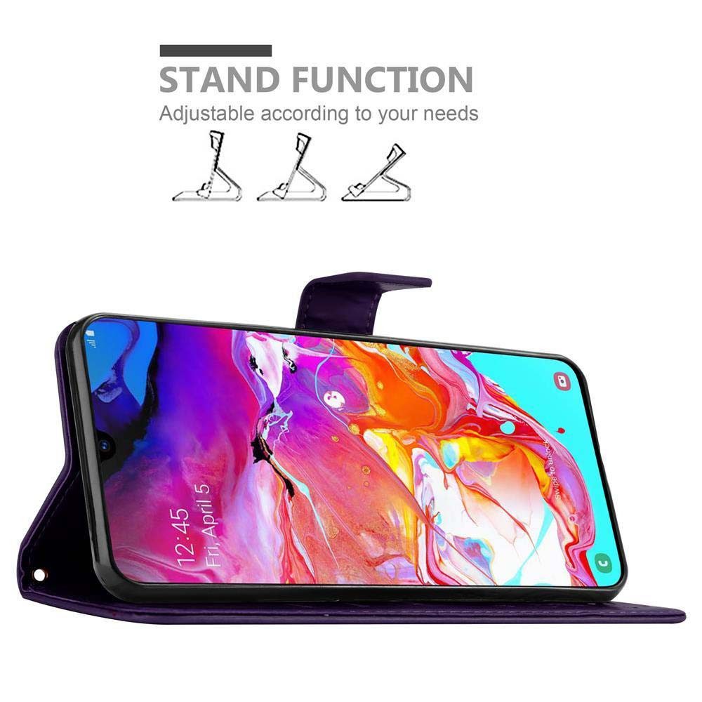 Cadorabo Handyhülle für Samsung Galaxy A70 / A70s Hülle Samsung Galaxy A70 / A70s, Hülle Schutzhülle Blumen Flower mit Standfunktion Kartenfach Magnet