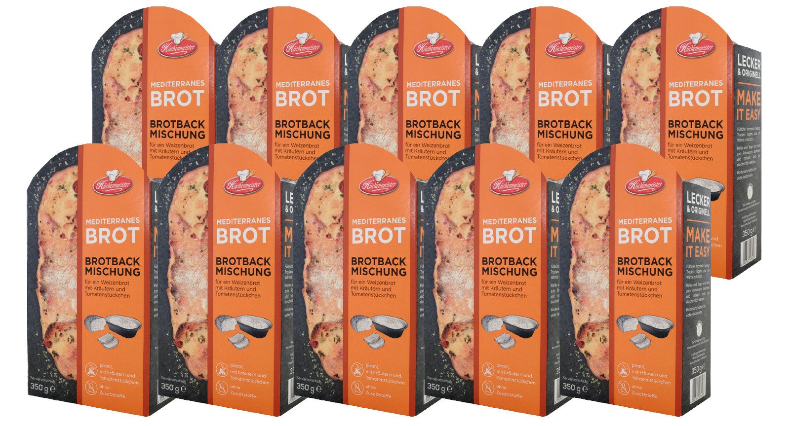 Bielmeier Backmischung Mediterranes Brot 10 Stück á 350 g Küchenmeister, 1 x 3500 g, Made in Baden-Württemberg (SET313010-10)