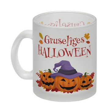 speecheese Tasse Gruseliges Halloween Glas Tasse mit grinsenden Kürbissen
