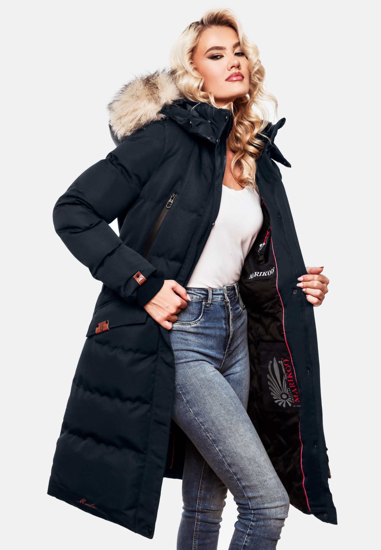 Marikoo Schneejacke langer Parka mit abnehmbarer günstig online kaufen
