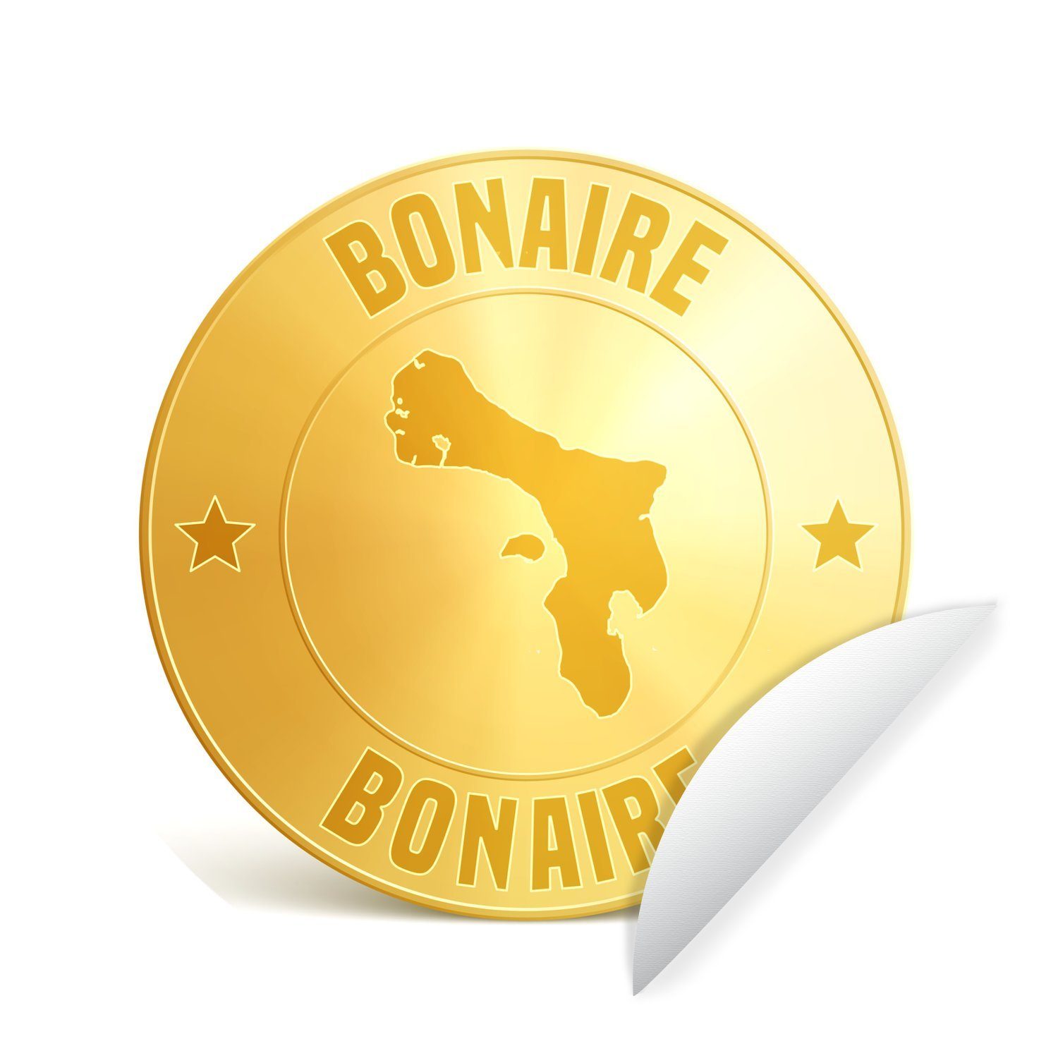 MuchoWow Wandsticker Abbildung einer Goldmünze mit der Aufschrift Bonaire (1 St), Tapetenkreis für Kinderzimmer, Tapetenaufkleber, Rund, Wohnzimmer