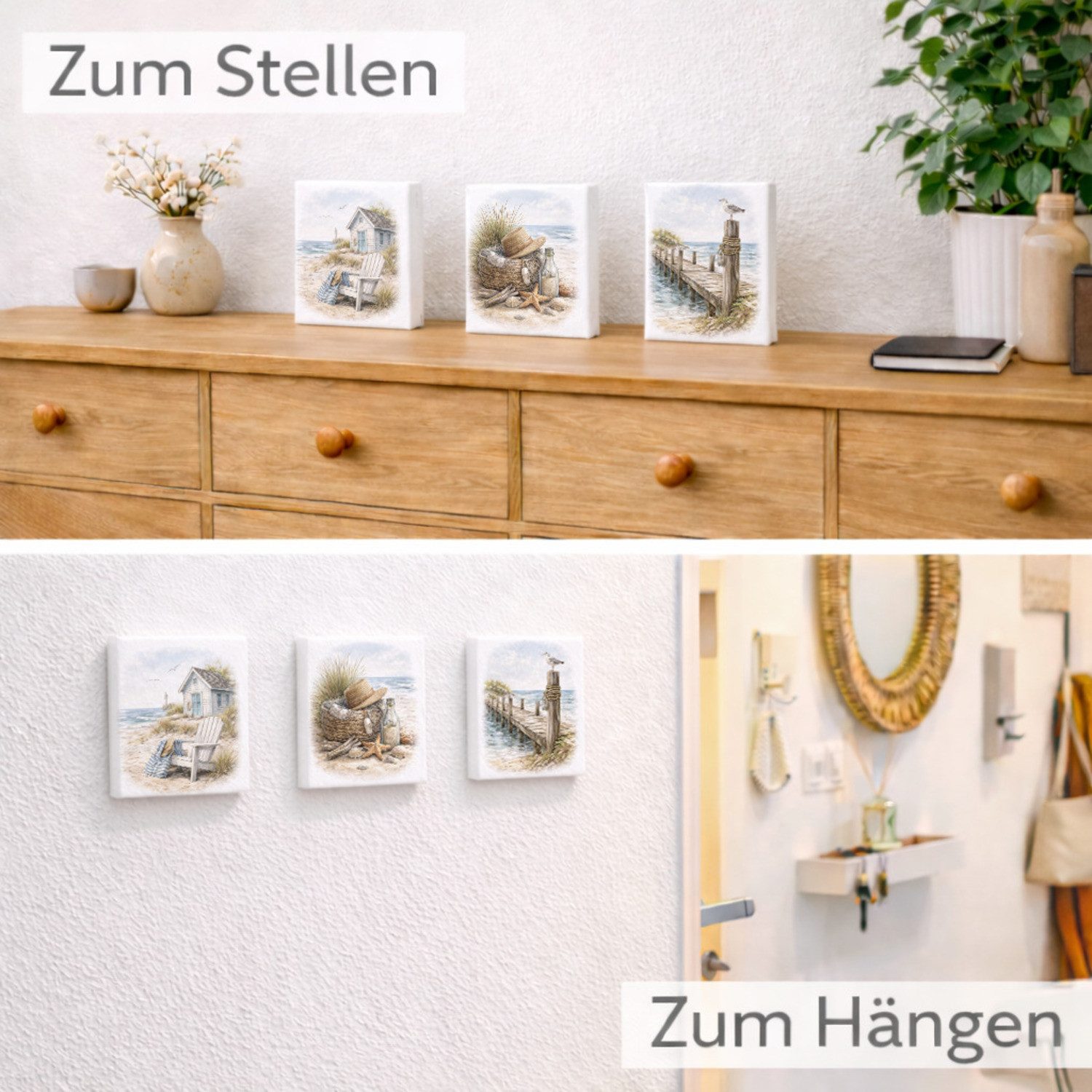 speecheese Holzbild Inselträume 3er Set Holzbilder in 10x10 cm zum Stellen oder Aufhängen, 20x15 cm – Bild 2 von 2