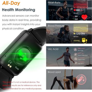 Marsyu Herren's & Damen's Fitness Tracker Telefonfunktion Smartwatch (1,57 Zoll, Android/iOS), mit SOS-Taste, Pulsuhr SpO2 Schlafen Messung