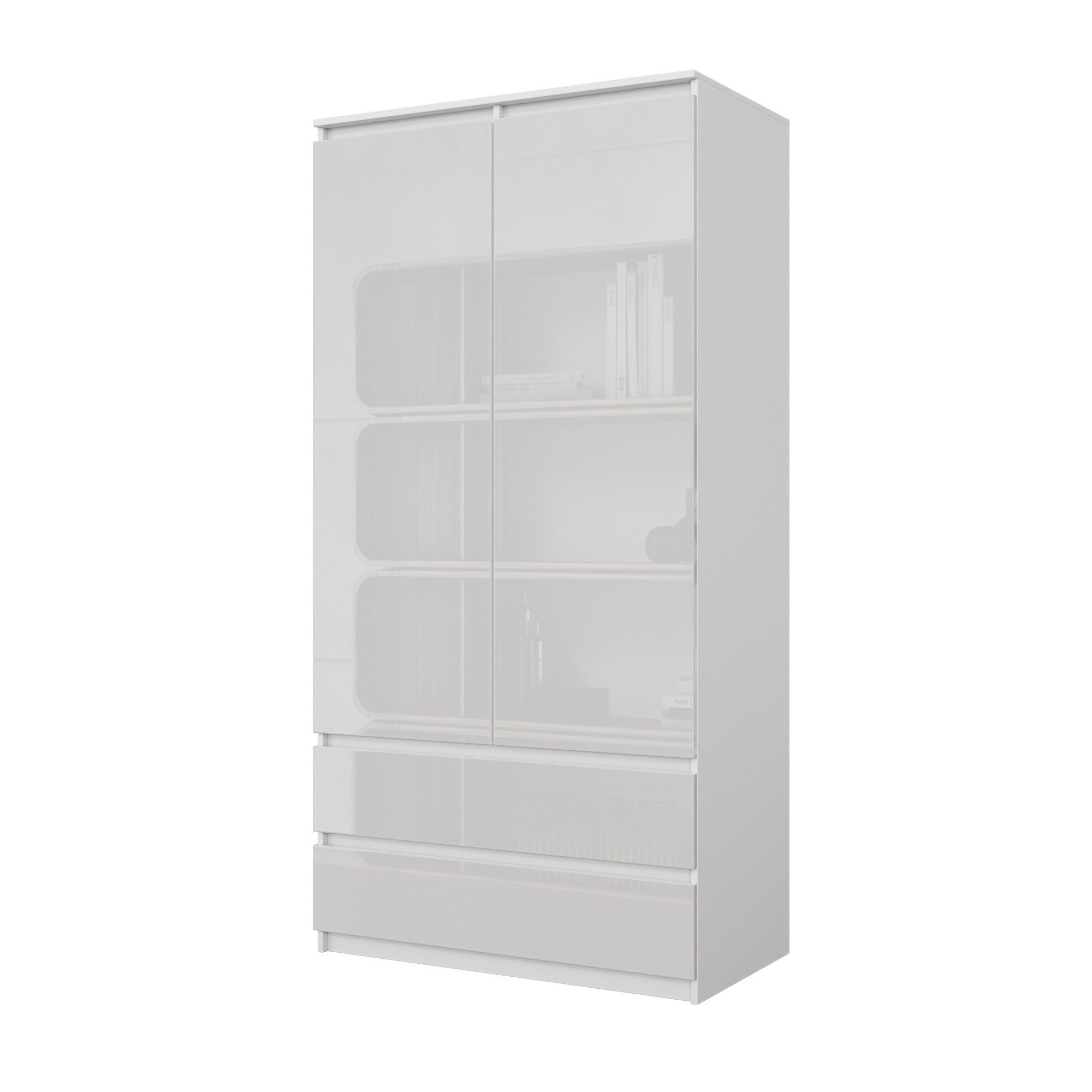 Furnica Kleiderschrank Garderobenschrank, 2 Türen und 2 Schubladen H180 x B90 x T50cm