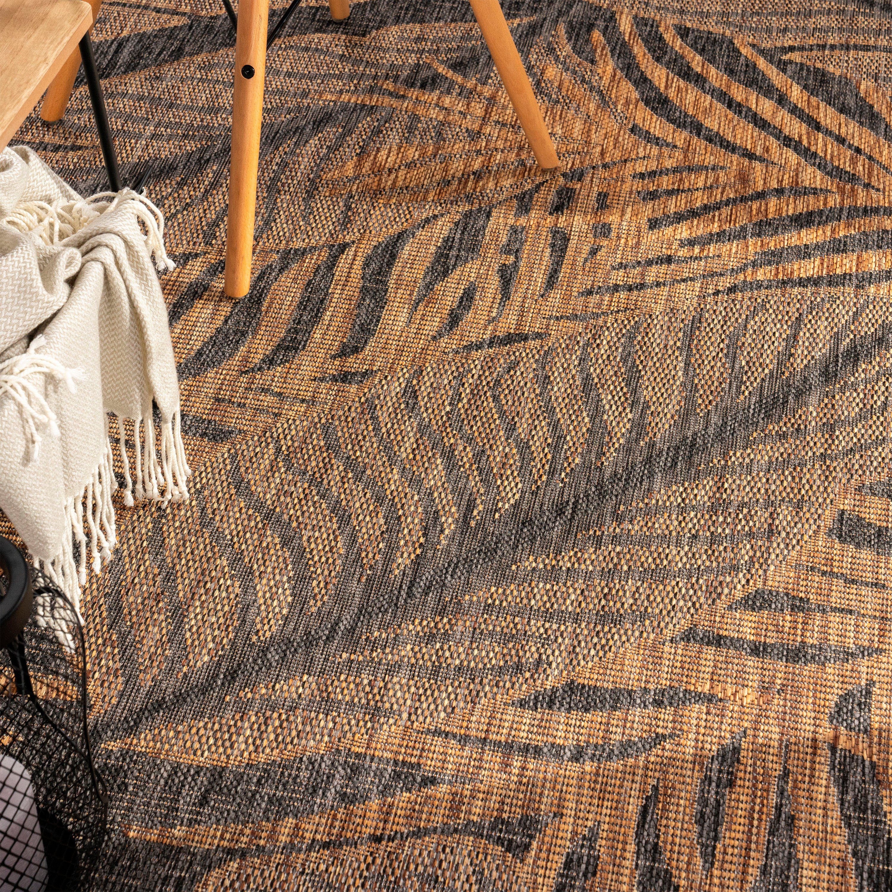 Teppich Illusion rechteckig, Höhe: Motiv, mm, Outdoor Paco geeignet Blätter Flachgewebe, In- 326, 4 natur und Home