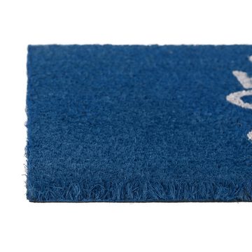 Fußmatte Fußmatte Keep Calm Kokos blau 40x60 cm, relaxdays, Höhe: 15 mm