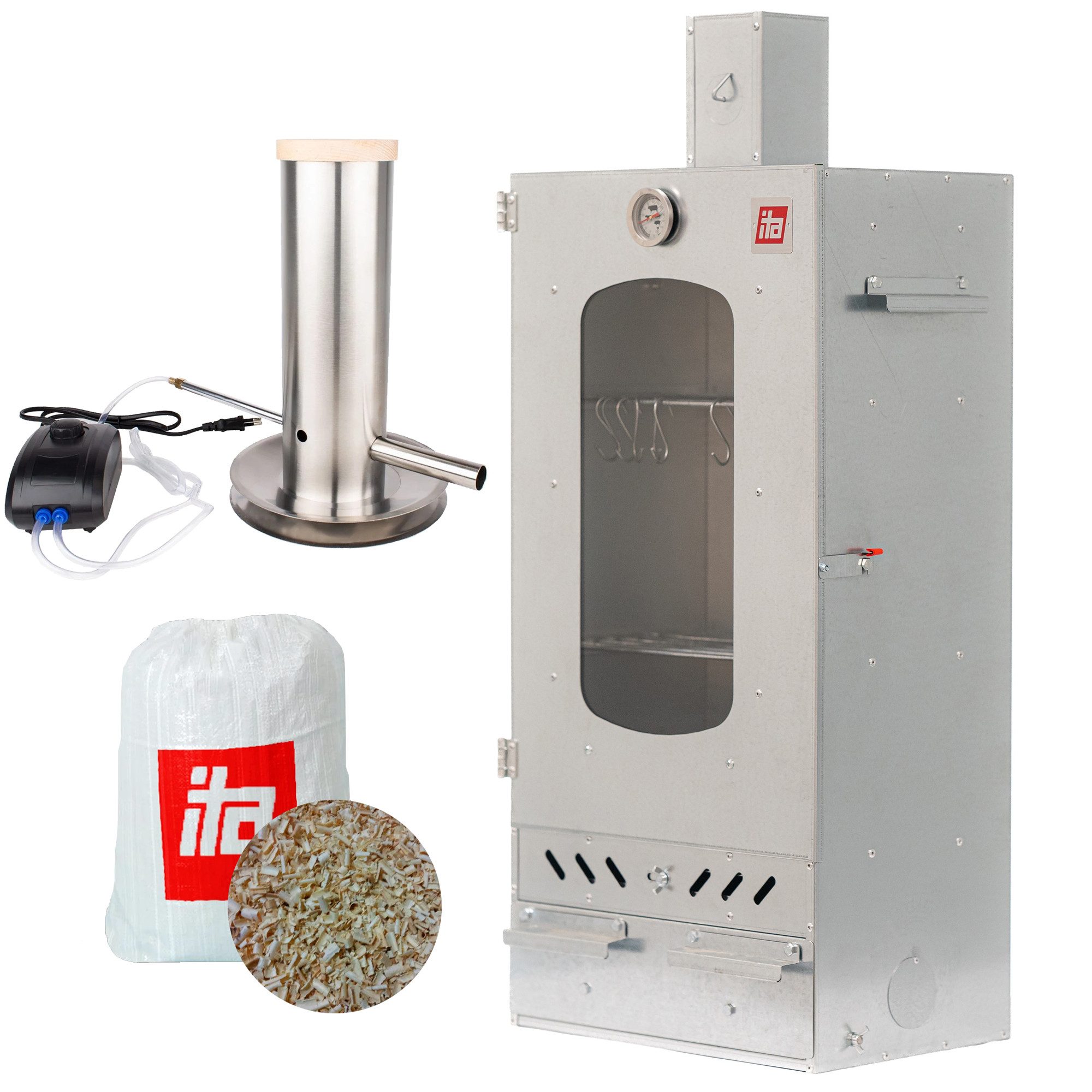 ITA Räucherofen Räucherofen 7012 - Premium Räucherschrank mit 3 Etagen, 1-St., Smoker mit Rauchgenerator zum bequemen Kalträuchern