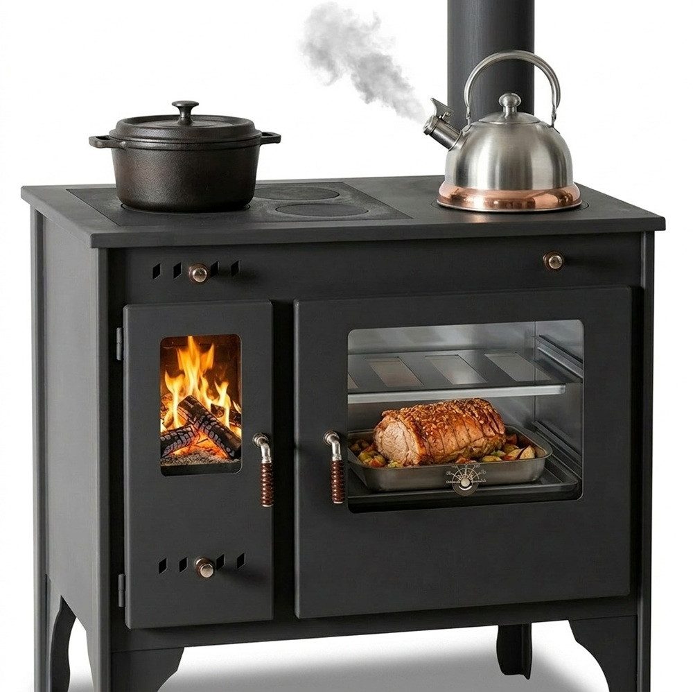 Prometey R ECO INOX mit Edelstahlbackofen, rechte Version