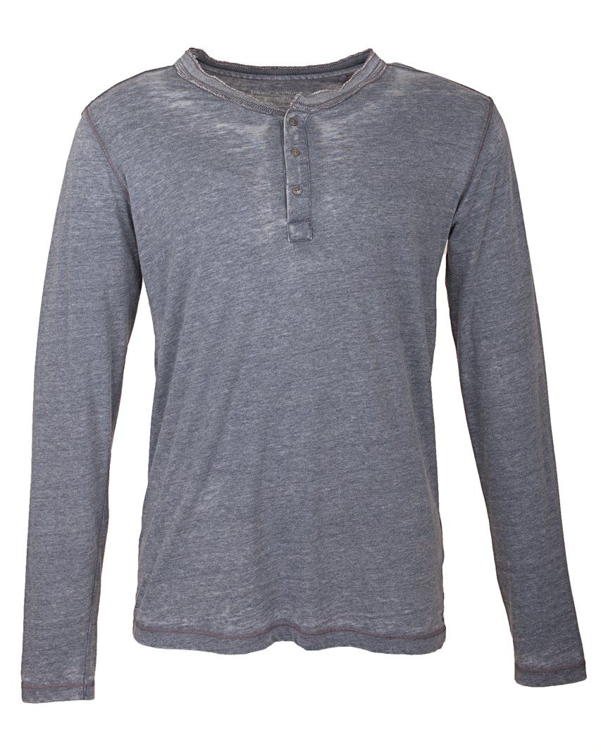 DAILY´S Langarmshirt HARALD: Herren Longsleeve im Used Look Navyblau