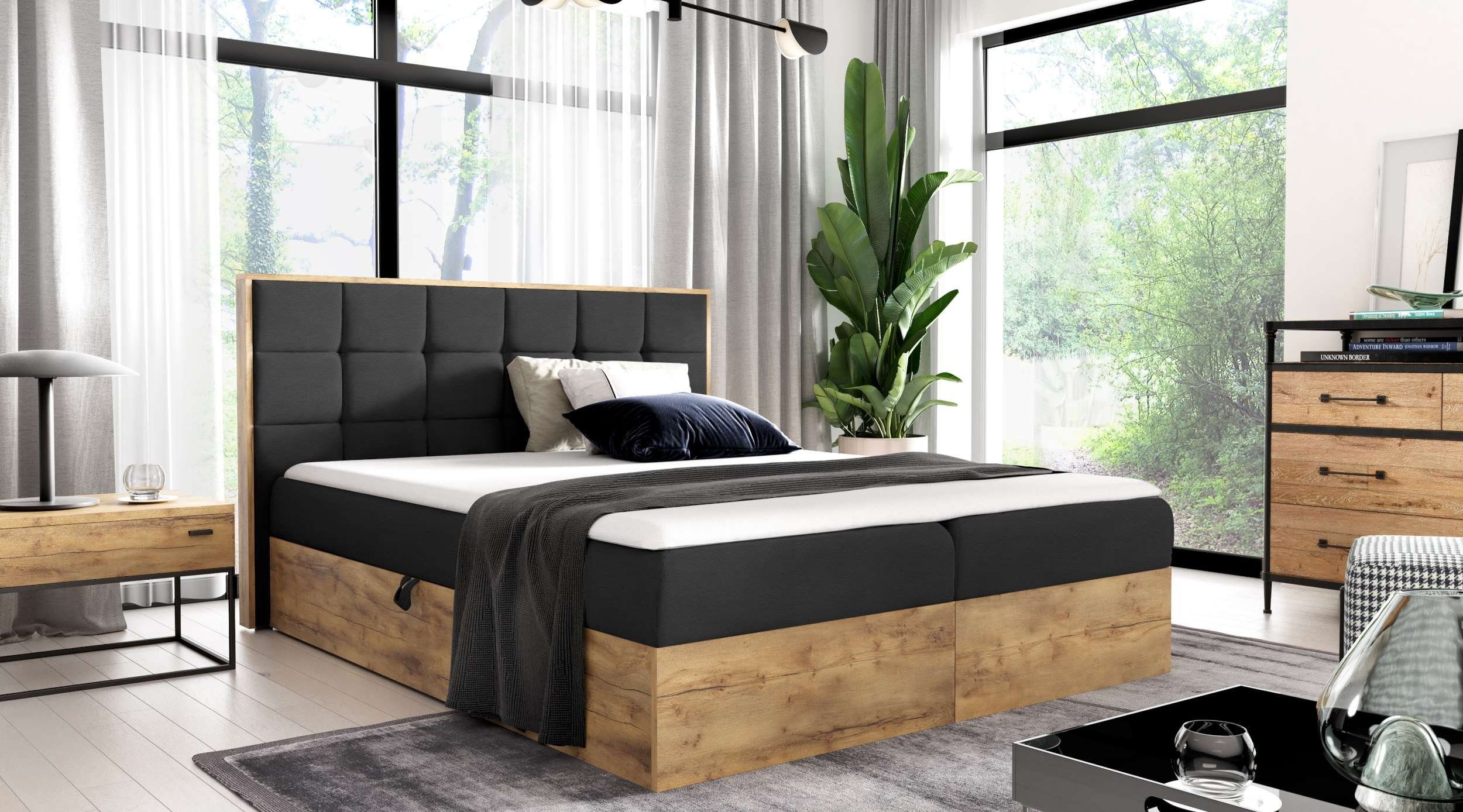 99rooms Boxspringbett Florida (Schlafzimmerbett, Bett), 120/140/160/180/200x200, Bonellfederkern Matratze, Topper, Bettkasten