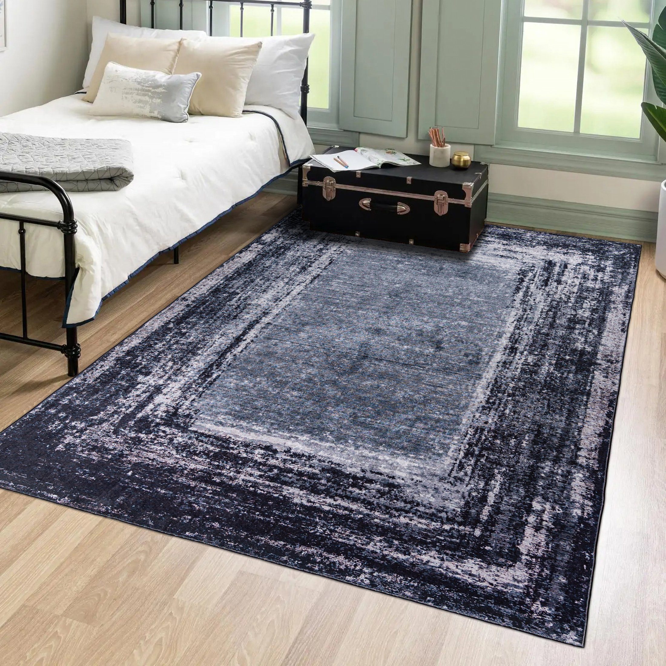 Mazovia Designteppich Modern Teppich für Wohnzimmer, Schlafzimmer, Esszimmer, 80 x 150 cm, Kurflor, Waschbar in Waschmaschine, Höhe 5 mm, Rutschfest – Bild 2 von 5