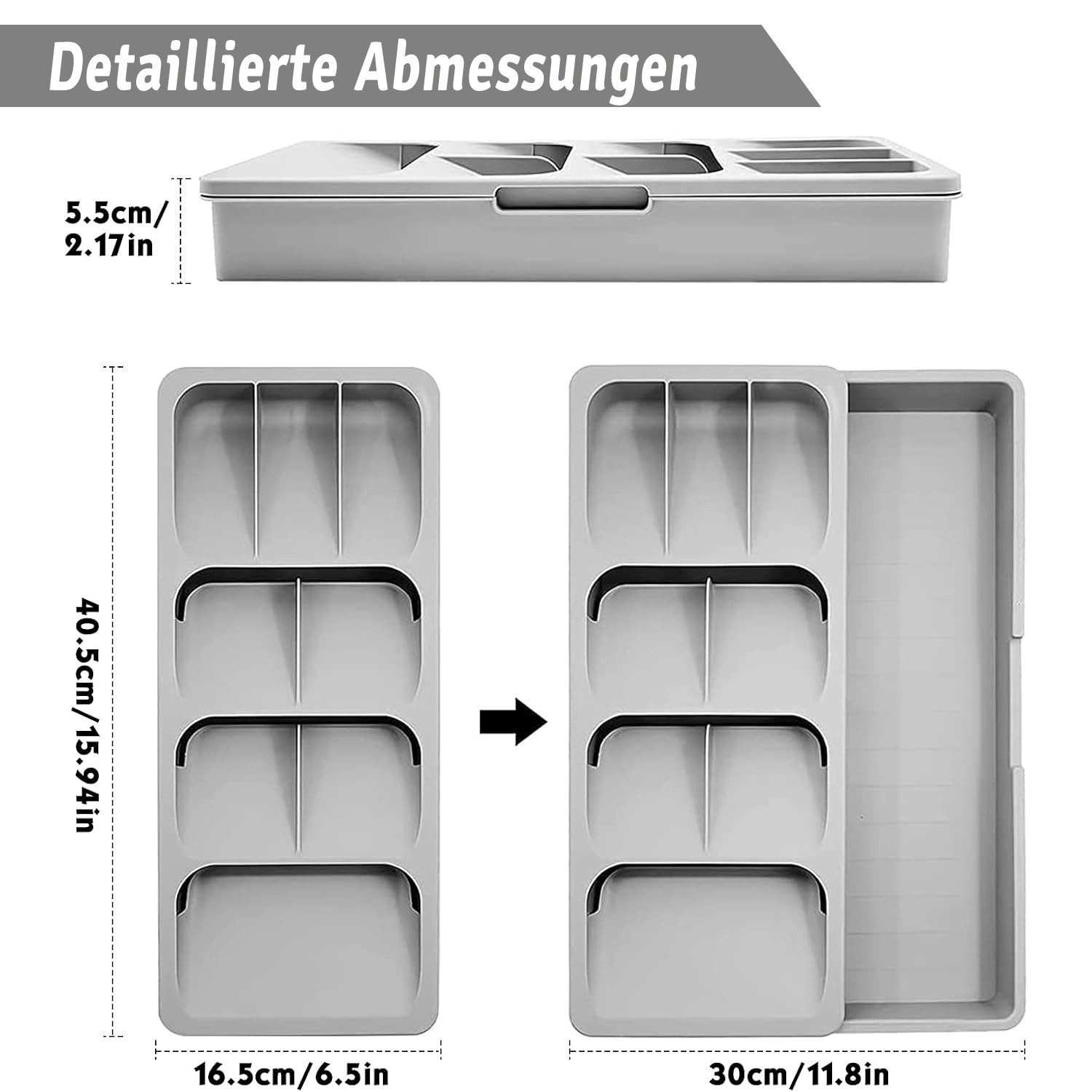 Refined Living Besteckkasten Erweiterbarer Besteckkasten Besteck-Organizer günstig online kaufen