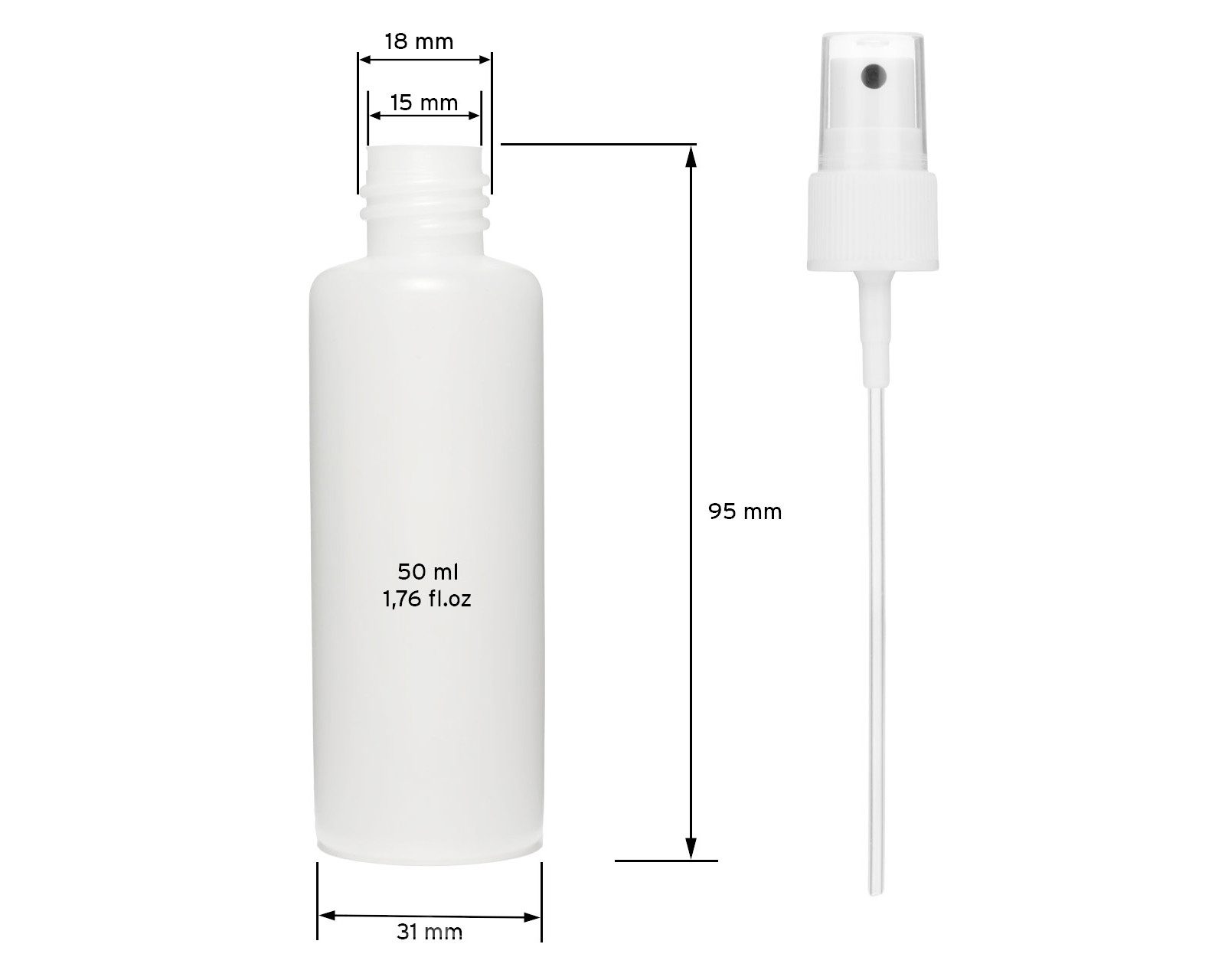 OCTOPUS Zerstäuberflasche 10x 50ml Plastikflaschen mit Pumpsprüher G18 inkl. Trichter, Etiketten (10 St)
