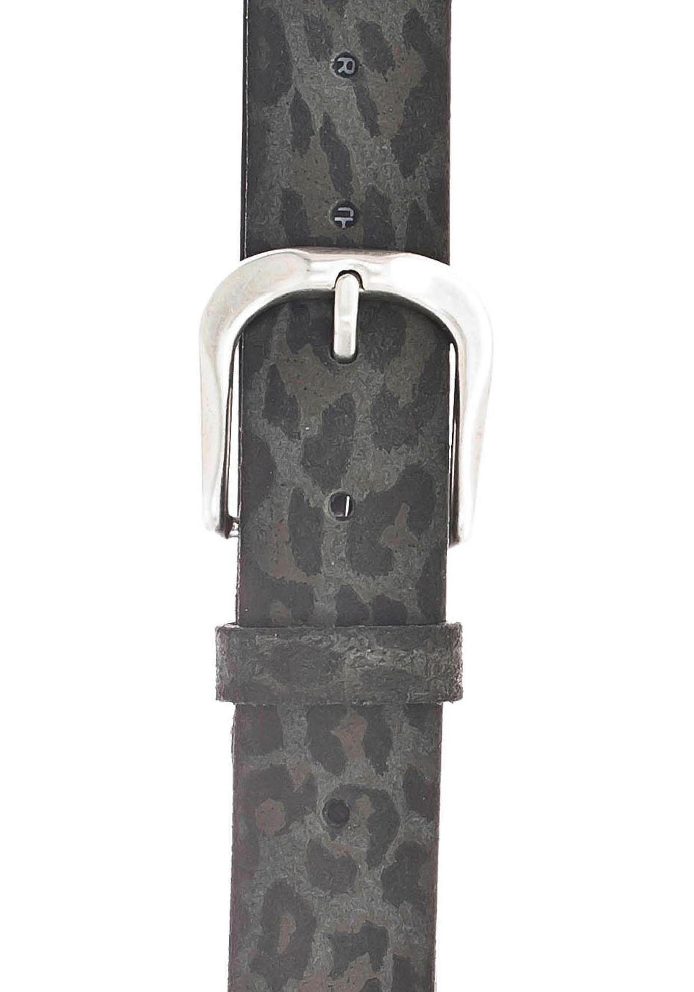 dunklen Vanzetti schlichte anthrazit Ledergürtel Animal-Print, Airbrushkanten, mit Dornschließe