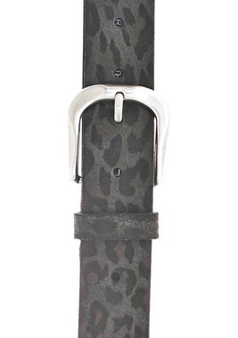 Vanzetti Ledergürtel mit dunklen Airbrushkanten, Animal-Print, schlichte Dornschließe