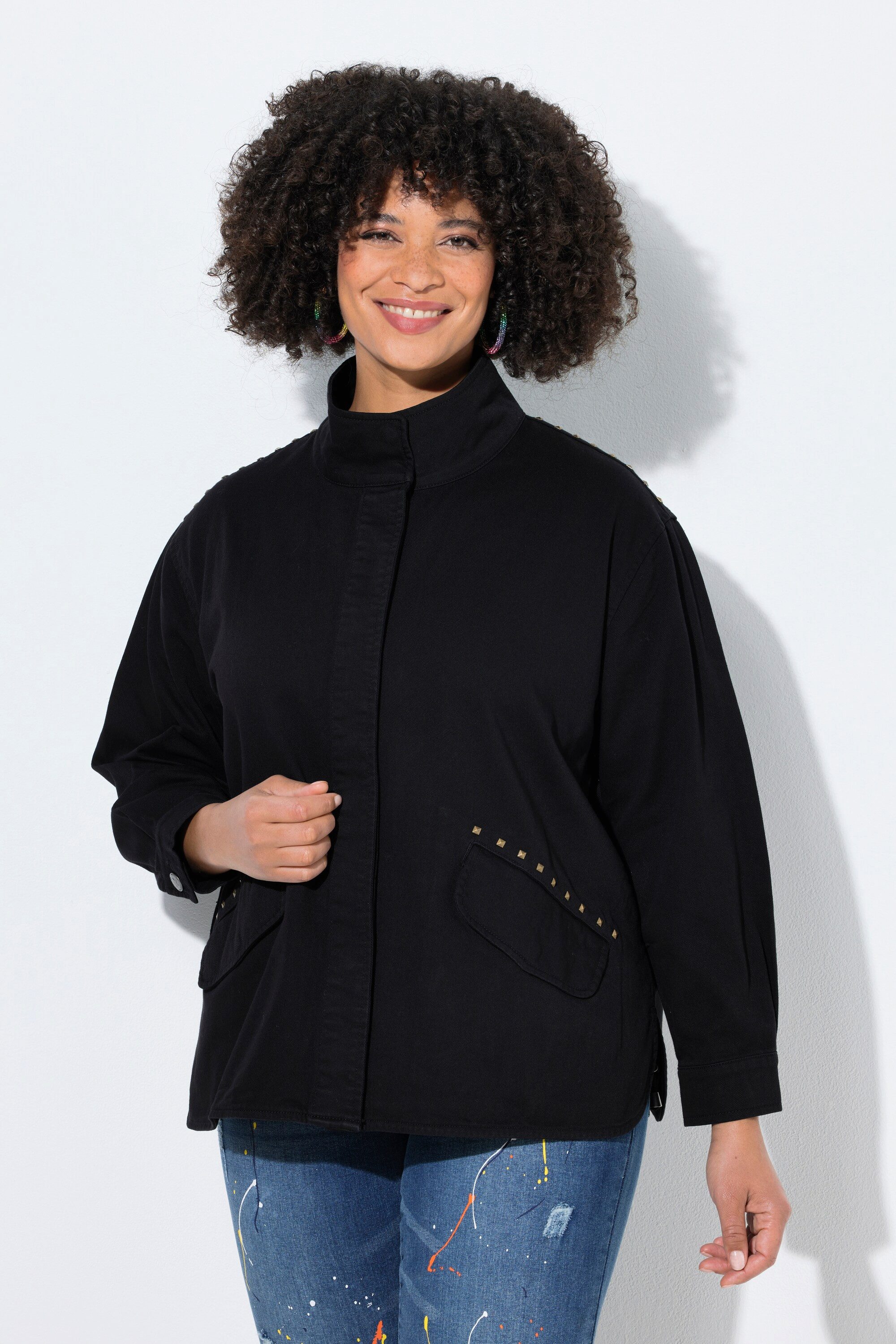 Angel of Style Sommerjacke Jacke Boxy Fit Baumwolltwill Ziernieten