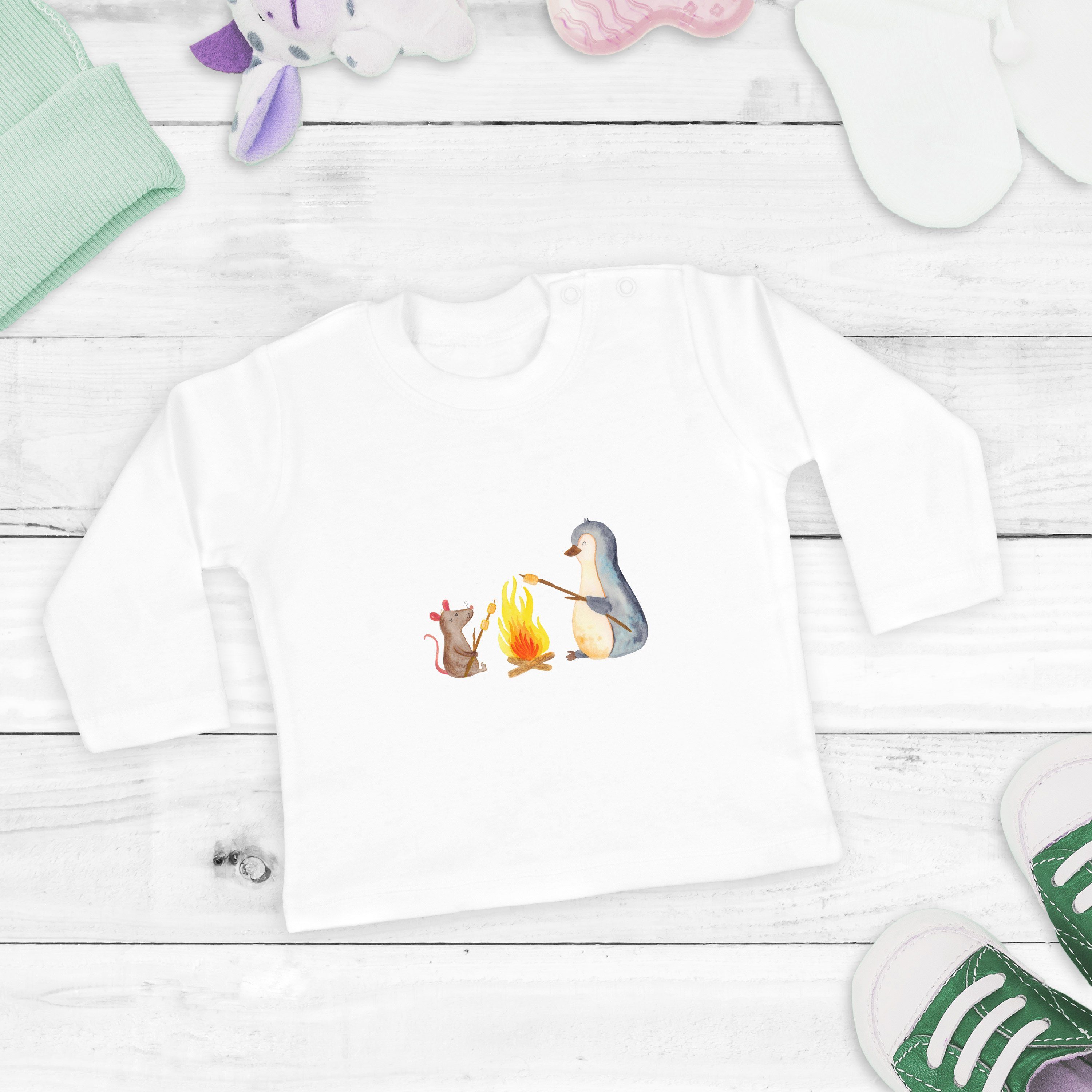 Mr. & Pinguin (1-tlg) Lagerfeuer Le Geschenk, - - Bio, Weiß Strampler Panda Mrs. glücklich, Liebe, Baby