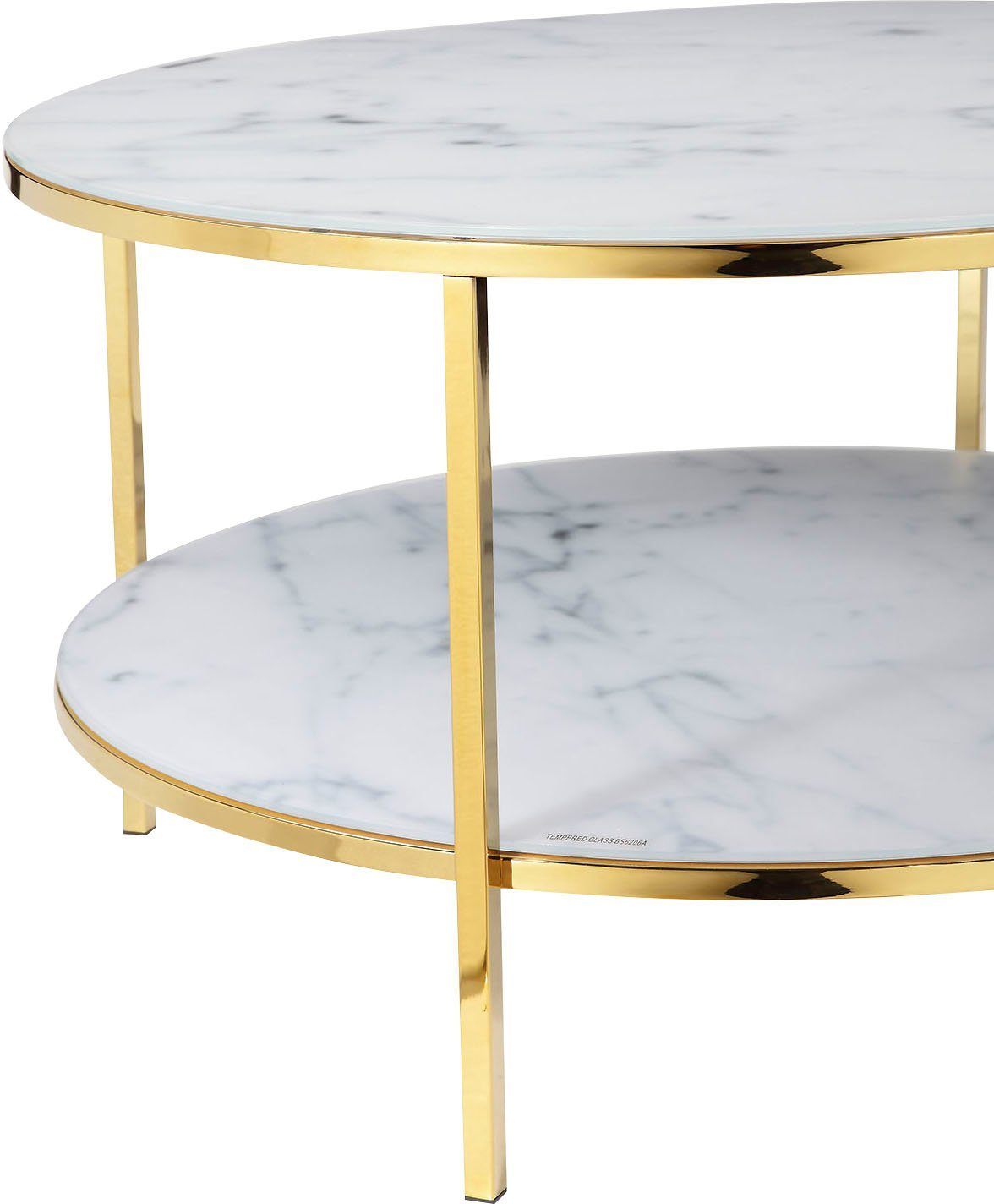 SalesFever Couchtisch, Tischplatten in | Marmoroptik Weiß/Gold Gold
