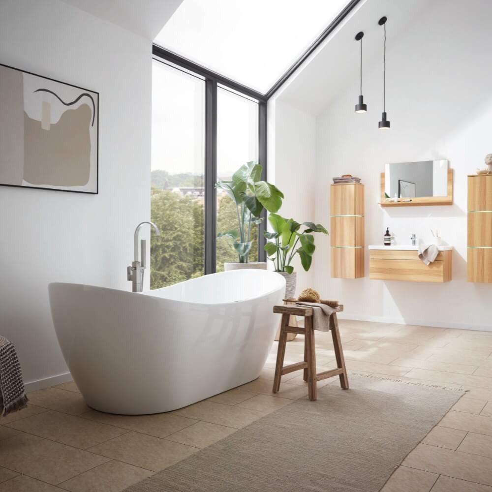 HOME DELUXE Whirlpool-Badewanne OVALO PLUS - 180 x 90 x 72 cm, Inkl. Überlaufschutz, Siphon und Verschluss, freistehende Badewanne