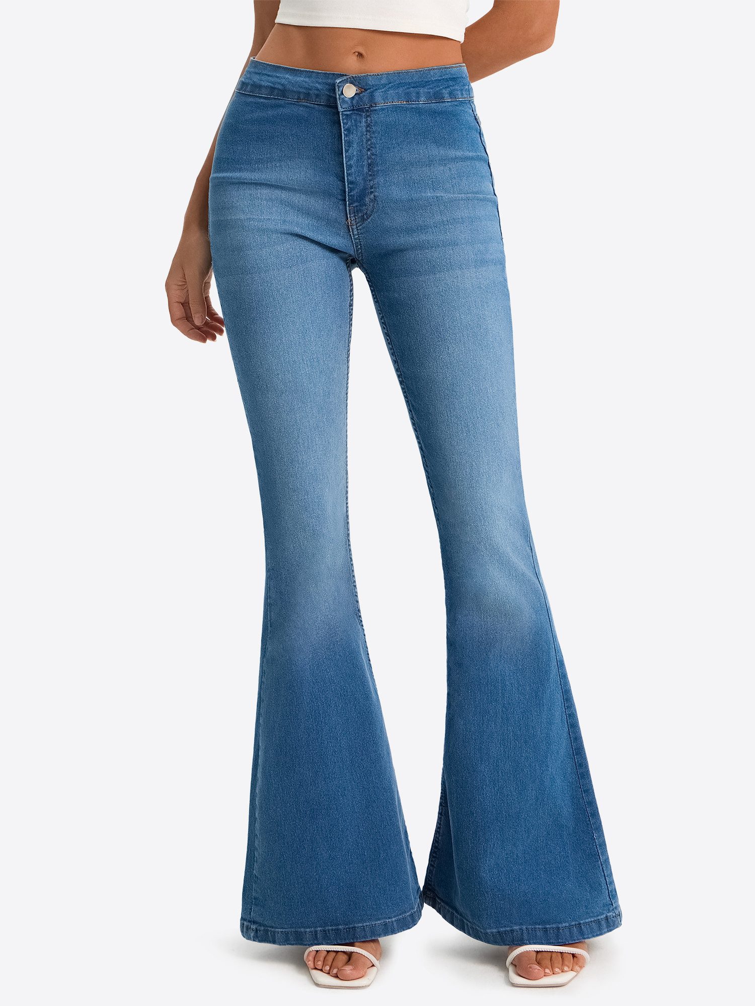 Imily Bela Schlagjeans Damen Formende Schlagjeans (Packung, 1-tlg., 1per-Pack) elastisch