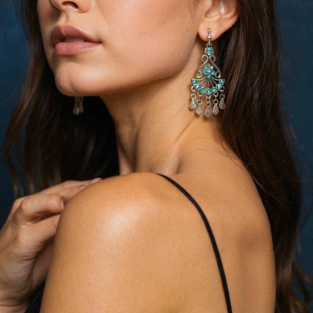 The Beauty House Ohrring-Set Ethno Vintage Ohrringe Damen – Boho Ohrhänger mit Edelstein Look