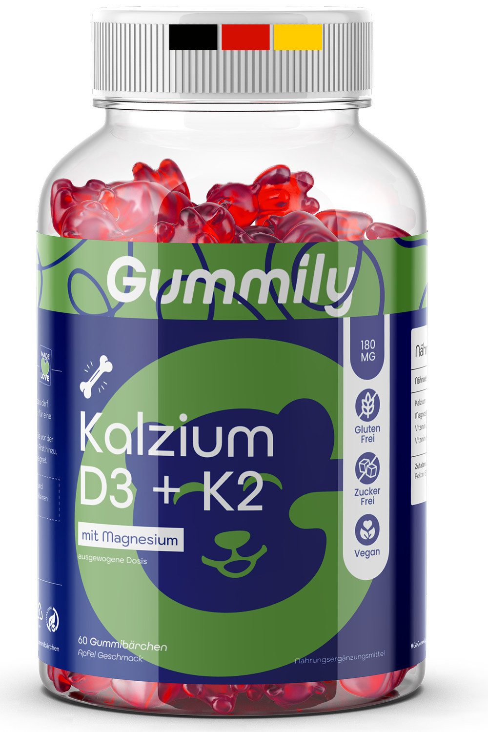 Gummily® Kalzium D3 K2 Gummies, 60 St., mit Magnesium - Für starke Knochen, Zähne und Immunsystem
