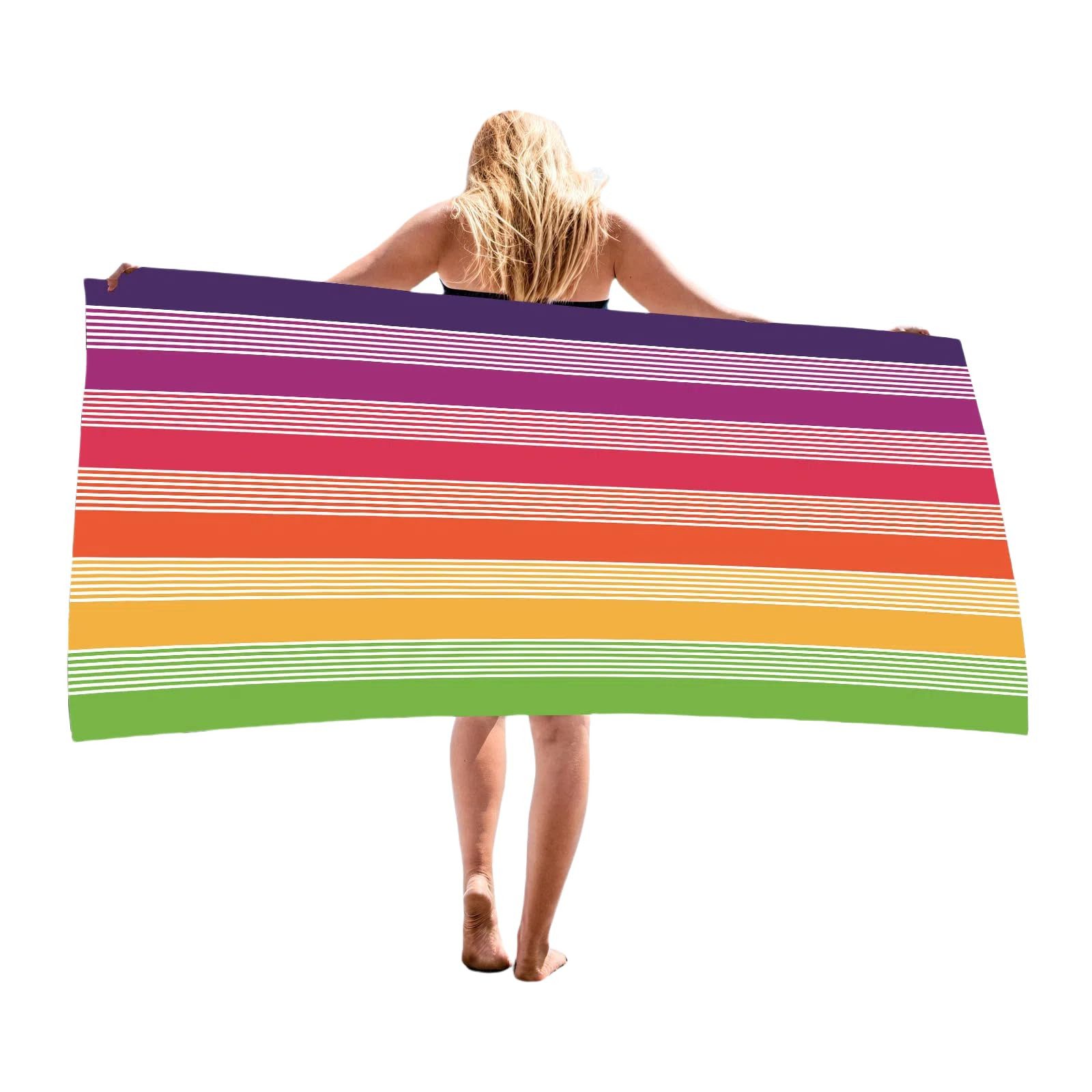 Agger Reisehandtuch Strandhandtuch 90x170 cm aus Mikrofaser - kompakt & schnelltrocknend, sandfrei mit Band - Mikrofaser Handtuch groß mit Wellen-Muster