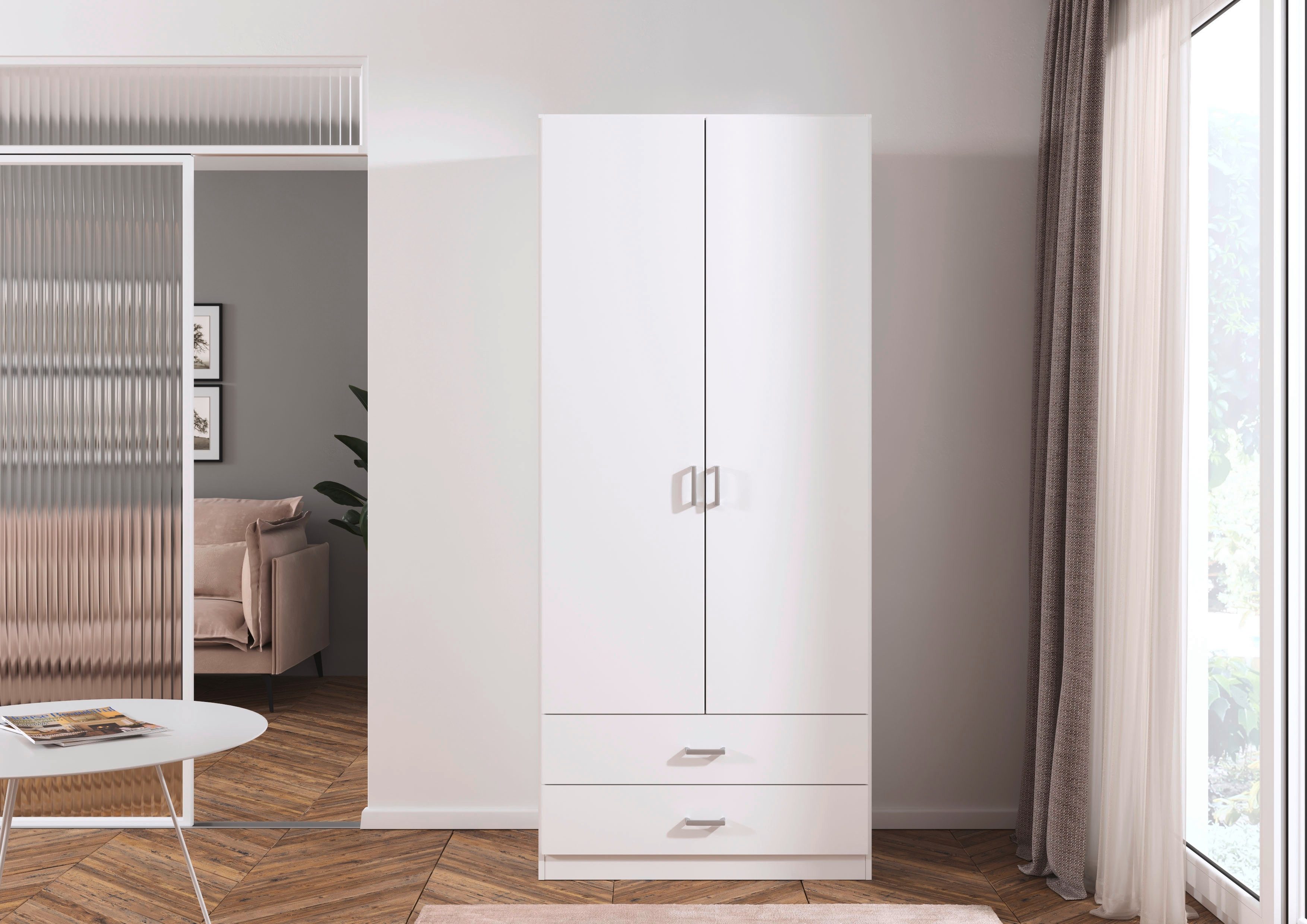 rauch Drehtürenschrank Kleiderschrank Garderobe GAMMA Breiten 91/136/181/226/271/315/360 cm (in 3 Ausstattungen BASIC/CLASSIC/PREMIUM (inkl. SOFT-CLOSE-Funktion) mit Schubladen, verschiedene Griff-Varianten TOPSELLER MADE IN GERMANY