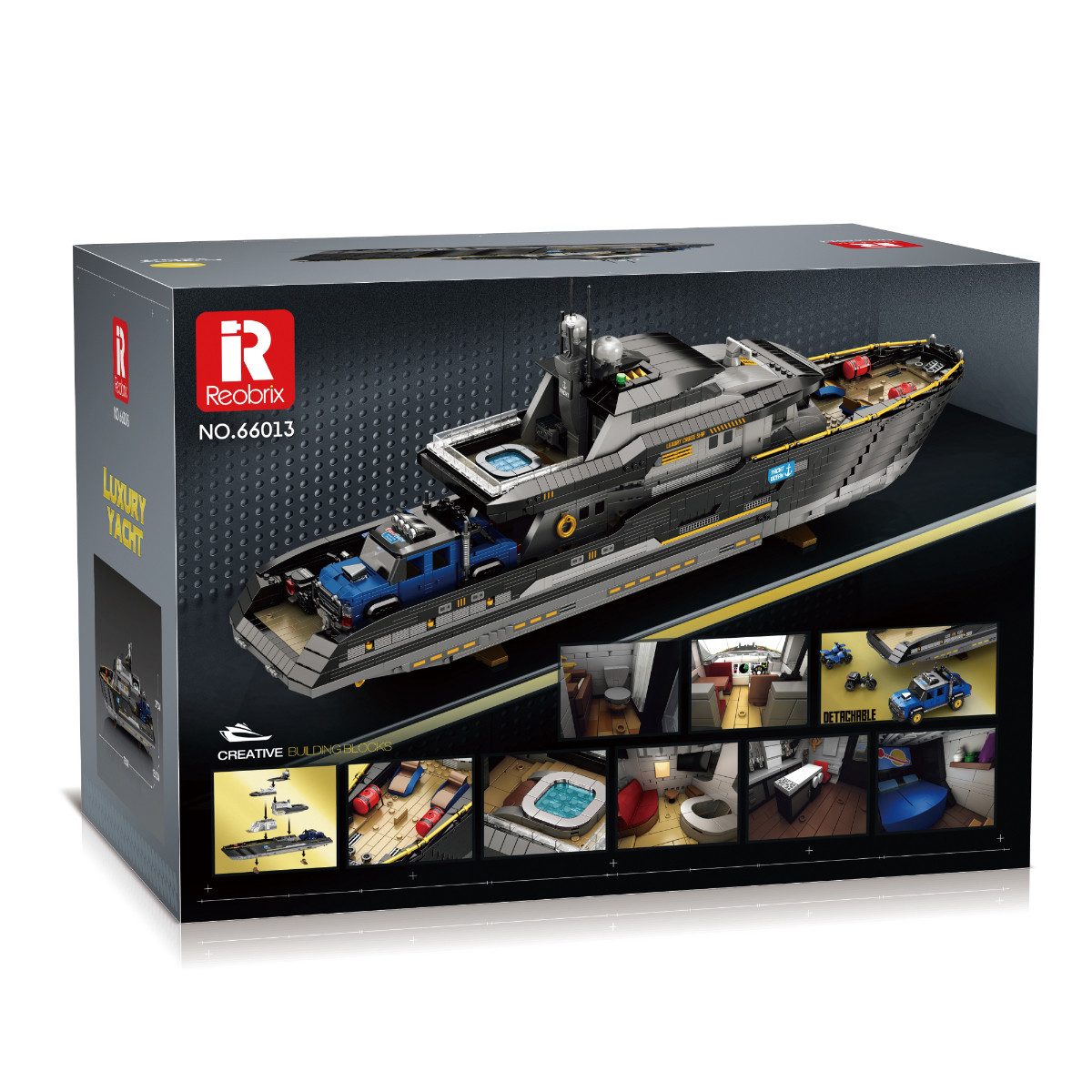 Reobrix 66103 Luxus Yacht Spielbausteine, (Konstruktionsspielzeug, 4421 St., Bauset), 75 cm großes Yacht Displaymodell – Bild 4 von 5