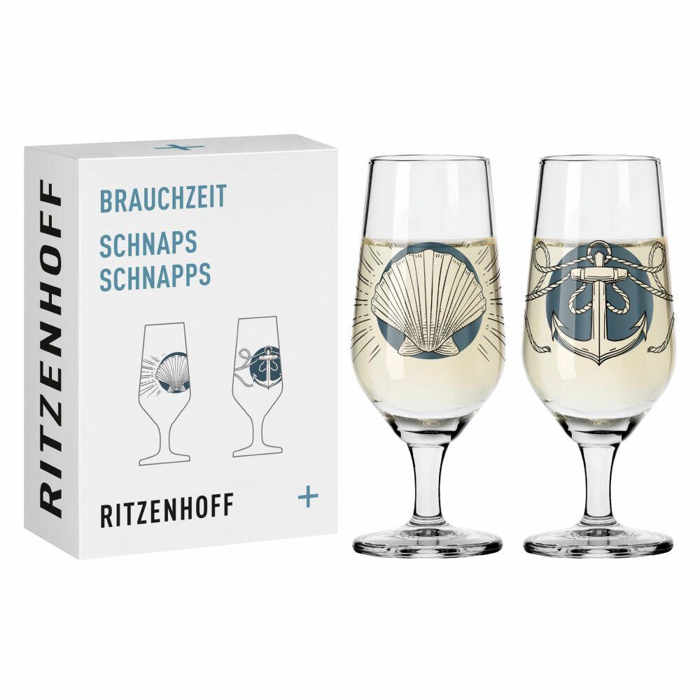 Ritzenhoff Schnapsglas 2er-Set Brauchzeit 001, 002, Kristallglas, Made in Germany