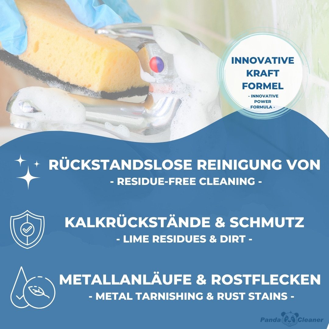 PandaCleaner Kalkreiniger - Kalkreinigungsspray - Kalk & Schmutz Reiniger Kalklöser (1L Intensiv-Kalkentferner)