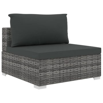 vidaXL Gartenlounge-Set 8-tlg. Garten-Lounge-Set mit Auflagen Poly Rattan Grau, (8-tlg)