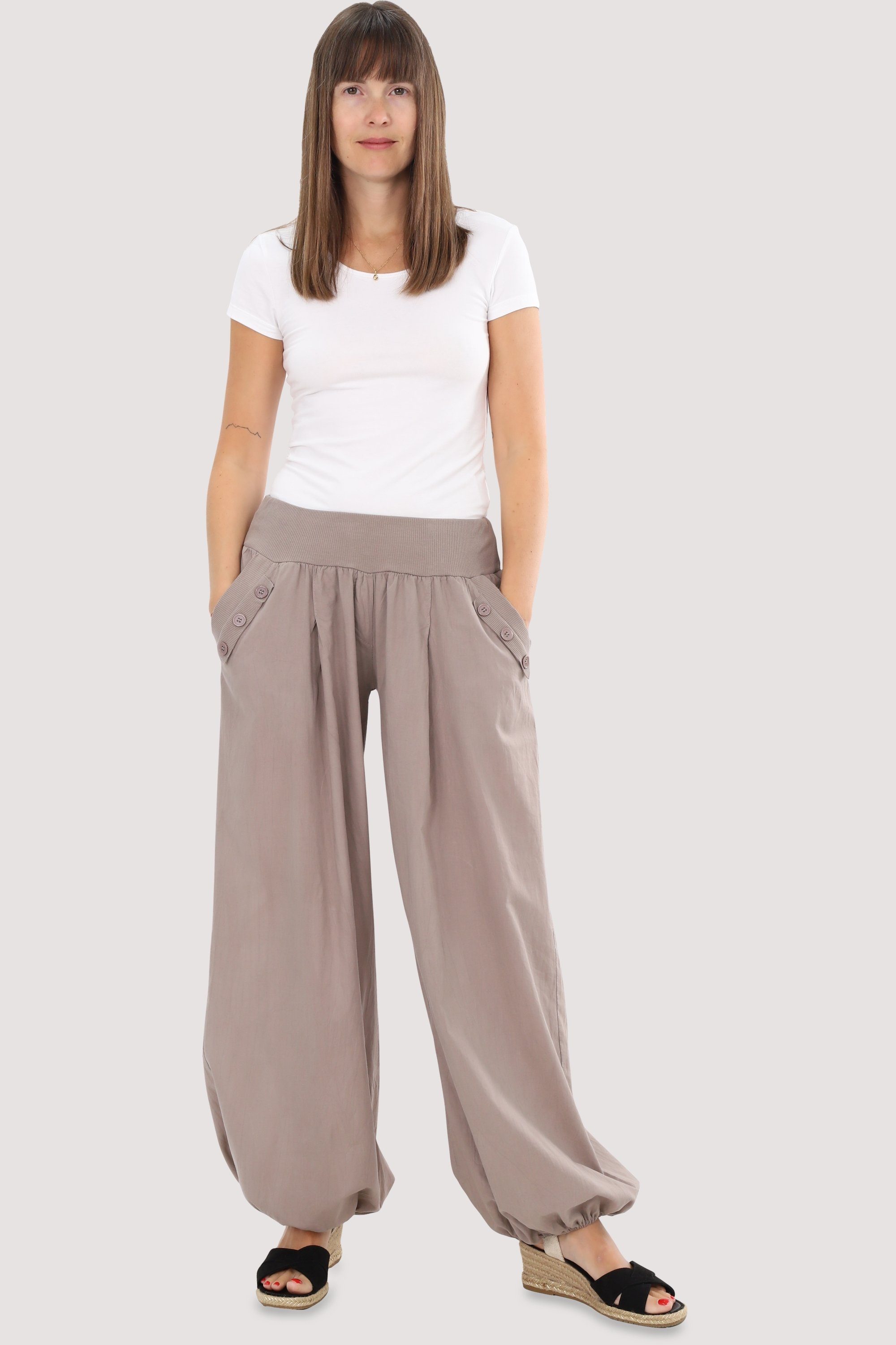 malito more than fashion Haremshose 23245P Sommer Aladinhose Freizeithose locker & lässig Einheitsgröße