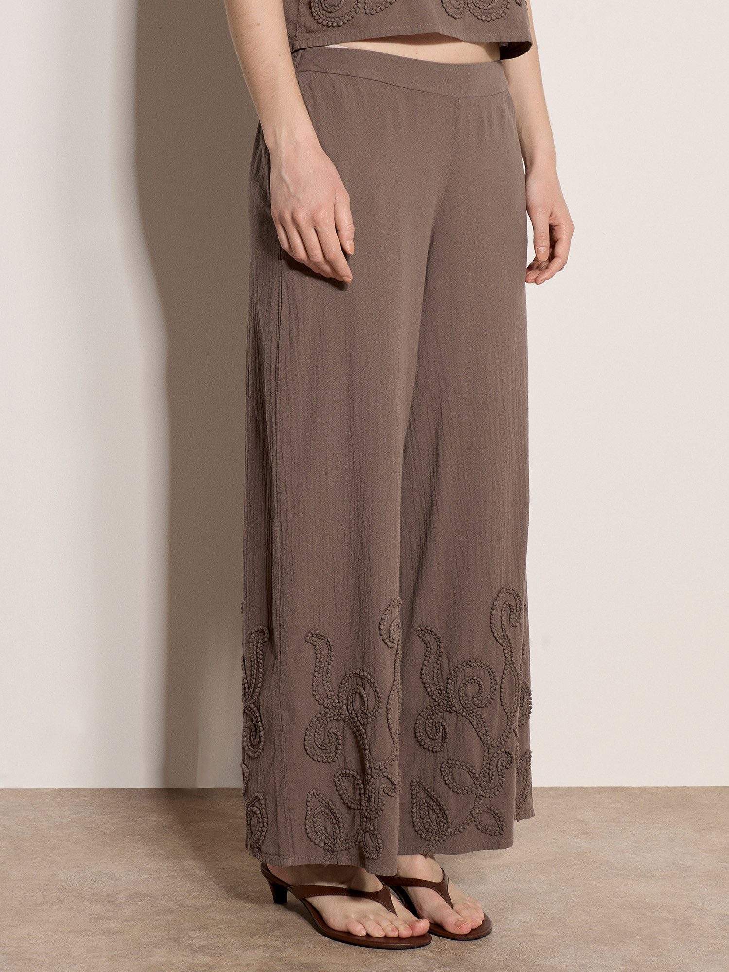 Palazzohose Bestickte Baumwollhose
