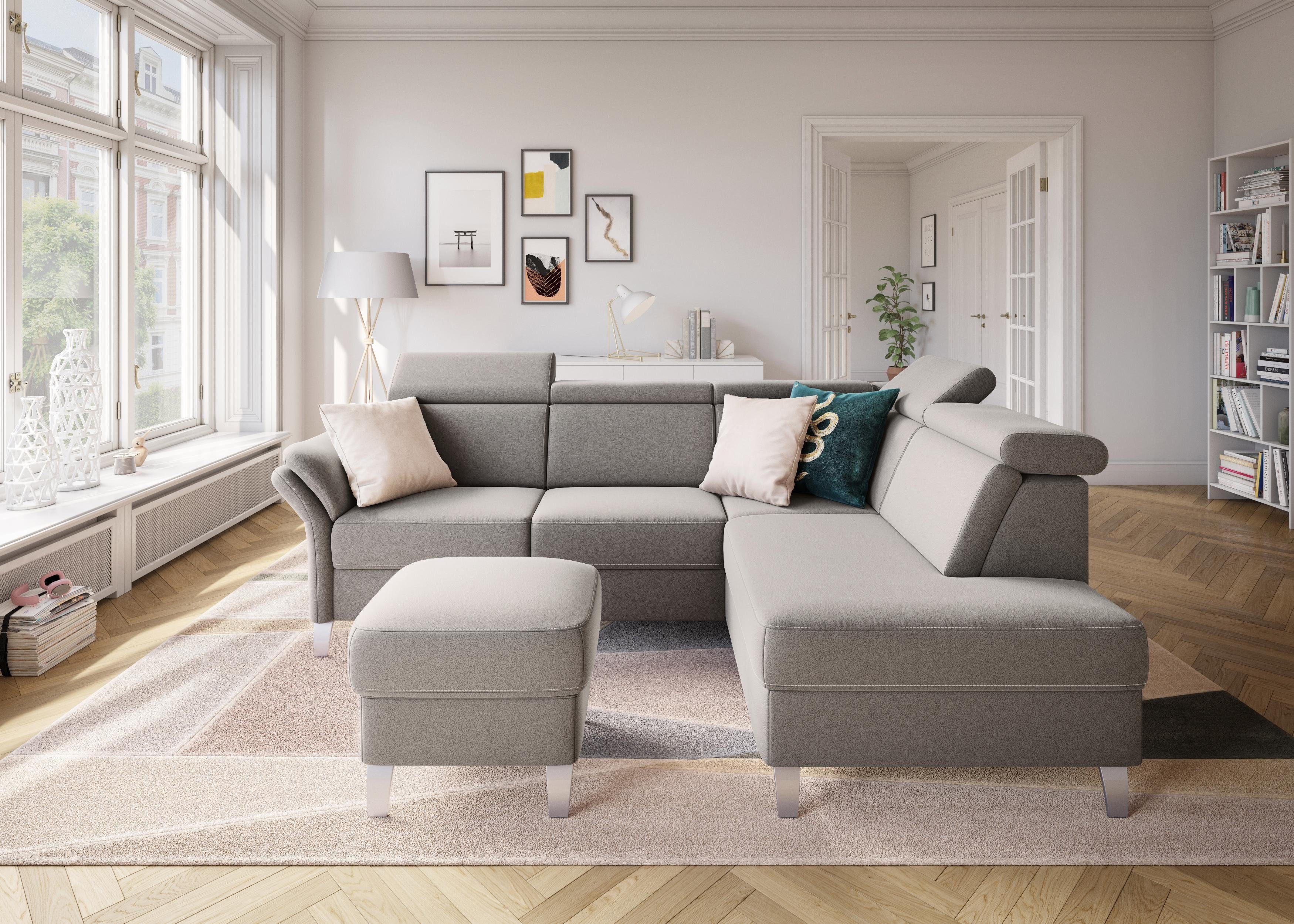 sit&more Ecksofa Vincenzo L-Form, inklusive Kopfteilverstellung, optional Schlaffunktion & Bettkasten